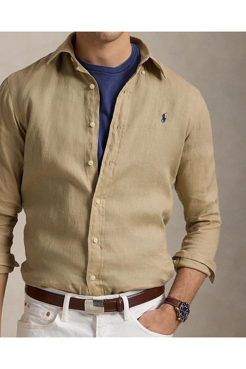 【ラルフローレン/RALPH LAUREN / MEN】の【MEN】【POLO RALPH LAUREN】カスタム フィット リネン シャツ 人気、トレンドファッション・服の通販 founy(ファニー) 　ファッション　Fashion　メンズファッション　Fashion for Men　カフス　Cuff Design　クラシック　Classic, Timeless Style　スリム　Slim, Slim Fit　スリーブ　Sleeve, Long Sleeve / Short Sleeve　フィット　Fit, Slim Fit　プリーツ　Pleats, Pleated　ボックス　Boxy, Box Shape　リネン　Linen, Linen Fabric　ロング　Long, Long-Length　エレガント 上品　Elegant　長袖　Long Sleeve, Full Sleeve　other-3|ID: prp329100004437817 ipo3291000000032853935