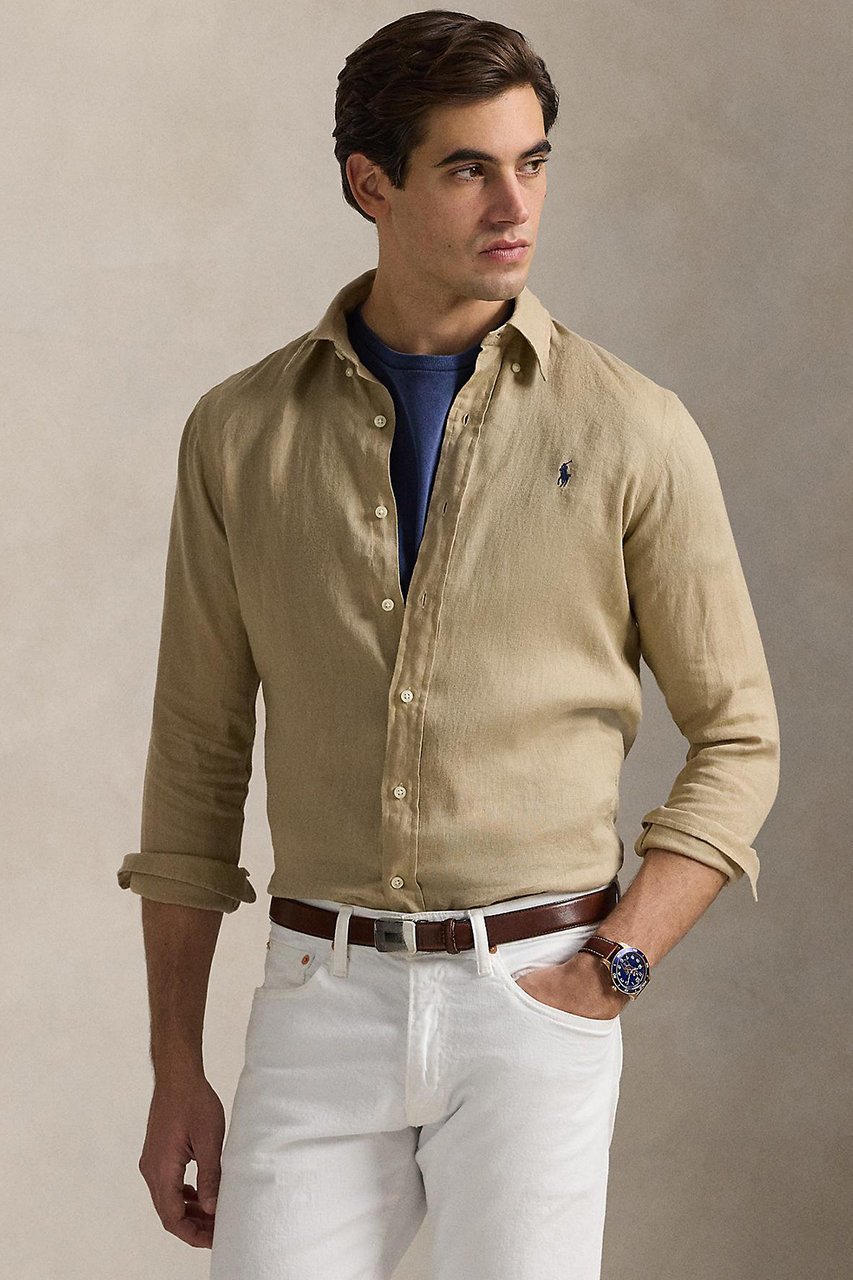 【ラルフローレン/RALPH LAUREN / MEN】の【MEN】【POLO RALPH LAUREN】カスタム フィット リネン シャツ 人気、トレンドファッション・服の通販 founy(ファニー) 　ファッション　Fashion　メンズファッション　Fashion for Men　カフス　Cuff Design　クラシック　Classic, Timeless Style　スリム　Slim, Slim Fit　スリーブ　Sleeve, Long Sleeve / Short Sleeve　フィット　Fit, Slim Fit　プリーツ　Pleats, Pleated　ボックス　Boxy, Box Shape　リネン　Linen, Linen Fabric　ロング　Long, Long-Length　エレガント 上品　Elegant　長袖　Long Sleeve, Full Sleeve　other-5|ID: prp329100004437817 ipo3291000000032853948