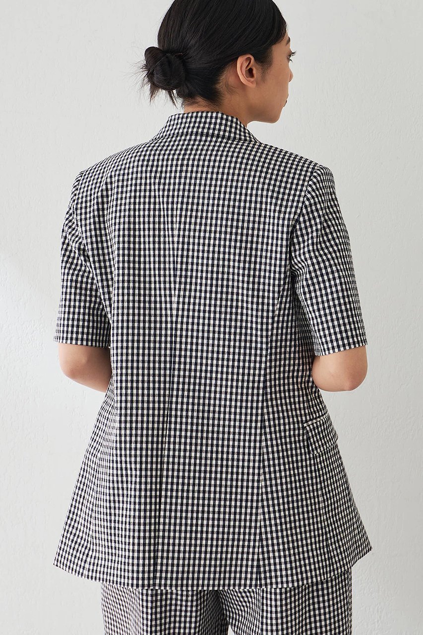 【ウィムガゼット/Whim Gazette】のギンガムチェックハーフスリーブジャケット 人気、トレンドファッション・服の通販 founy(ファニー) 　ファッション　Fashion　レディースファッション　WOMEN　アウター　Coat Outerwear　ジャケット　Jackets　おすすめ　Recommend　ギンガム　Gingham　クラシカル　Classical　ジャケット　Jacket　セットアップ　Set Up　チェック　Check　ベーシック　Basic　モノトーン　Monotone　再入荷　Restock/Back In Stock/Re Arrival　半袖　Short Sleeve　夏　Summer　定番　Standard　春　Spring　S/S・春夏　Ss・Spring/Summer　other-4|ID: prp329100004437826 ipo3291000000031257017