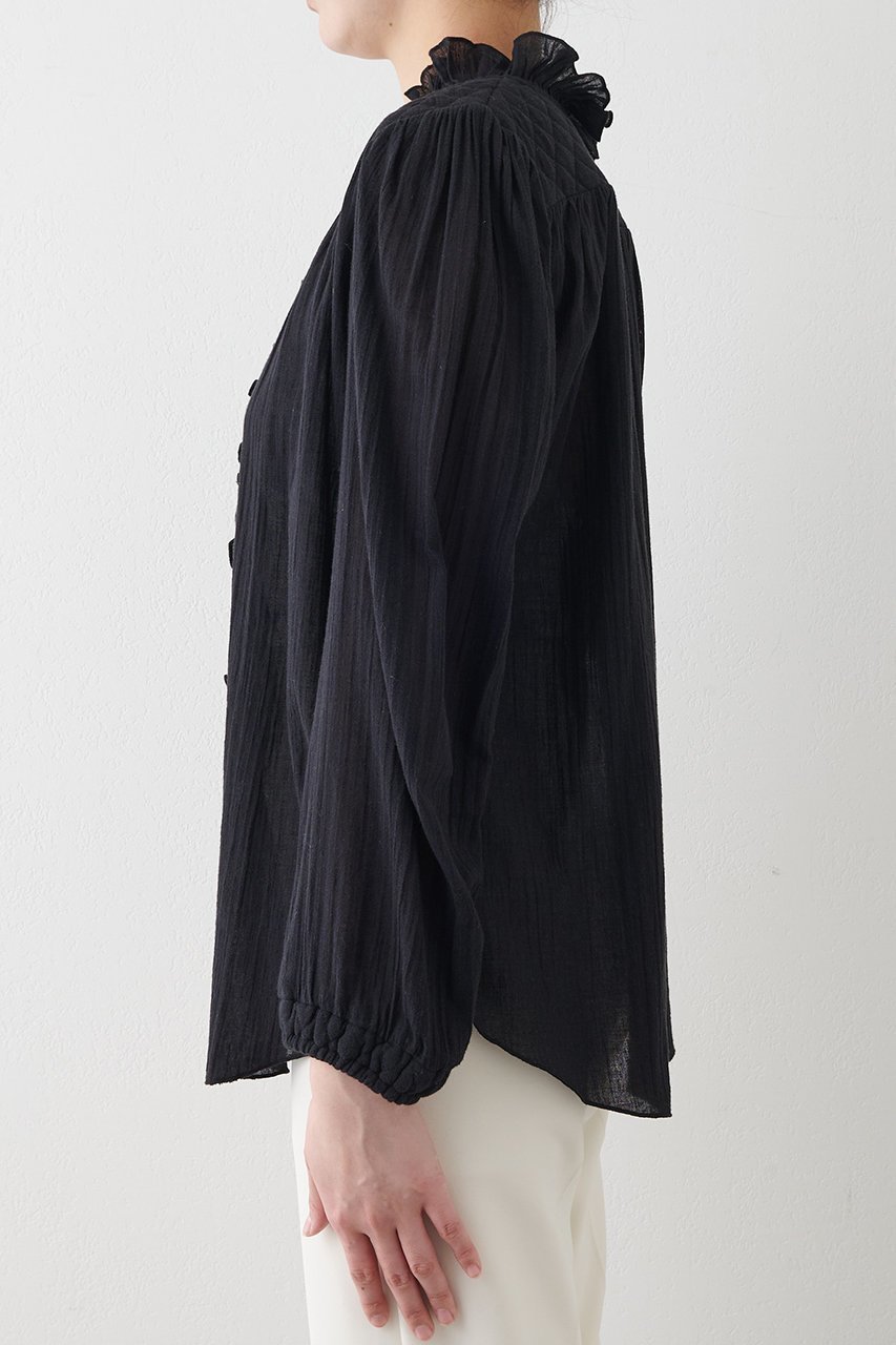 【ウィムガゼット/Whim Gazette】のフリルギャザーブラウス 人気、トレンドファッション・服の通販 founy(ファニー) 　ファッション　Fashion　レディースファッション　WOMEN　トップス・カットソー　Tops/Tshirt　シャツ/ブラウス　Shirts/Blouses　キルティング　Quilting　ギャザー　Gather　スタンド　Stand　スリーブ　Sleeve　フリル　Frills　ロング　Long　エレガント 上品　Elegant　other-6|ID: prp329100004437829 ipo3291000000031326269