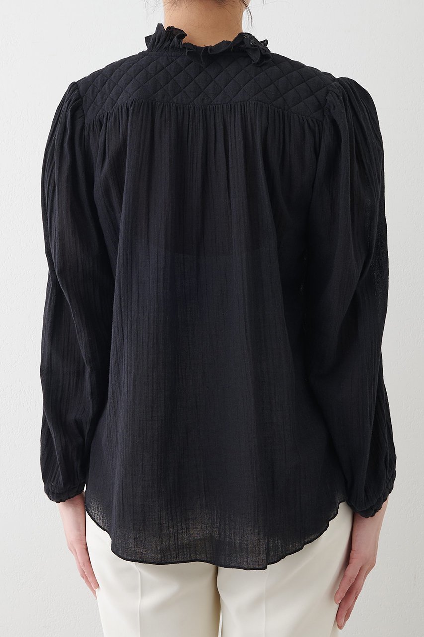 【ウィムガゼット/Whim Gazette】のフリルギャザーブラウス 人気、トレンドファッション・服の通販 founy(ファニー) 　ファッション　Fashion　レディースファッション　WOMEN　トップス・カットソー　Tops/Tshirt　シャツ/ブラウス　Shirts/Blouses　キルティング　Quilting　ギャザー　Gather　スタンド　Stand　スリーブ　Sleeve　フリル　Frills　ロング　Long　エレガント 上品　Elegant　other-7|ID: prp329100004437829 ipo3291000000031326270