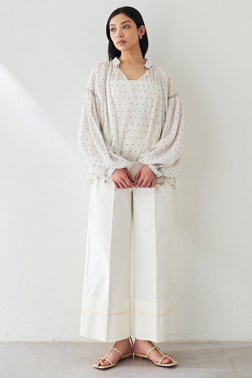 【ウィムガゼット/Whim Gazette】のドットシシュウブラウス 人気、トレンドファッション・服の通販 founy(ファニー) 　ファッション　Fashion　レディースファッション　WOMEN　トップス・カットソー　Tops/Tshirt　シャツ/ブラウス　Shirts/Blouses　シャーリング　Shirring　スキッパー　Skipper　スリーブ　Sleeve　デコルテ　Decolletage　ドット　Dot　ロング　Long　夏　Summer　春　Spring　other-2|ID: prp329100004437830 ipo3291000000031257054