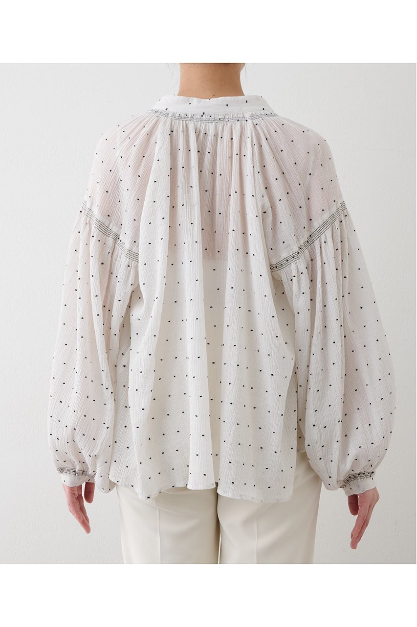 【ウィムガゼット/Whim Gazette】のドットシシュウブラウス 人気、トレンドファッション・服の通販 founy(ファニー) 　ファッション　Fashion　レディースファッション　WOMEN　トップス・カットソー　Tops/Tshirt　シャツ/ブラウス　Shirts/Blouses　シャーリング　Shirring　スキッパー　Skipper　スリーブ　Sleeve　デコルテ　Decolletage　ドット　Dot　ロング　Long　夏　Summer　春　Spring　other-8|ID: prp329100004437830 ipo3291000000031326275