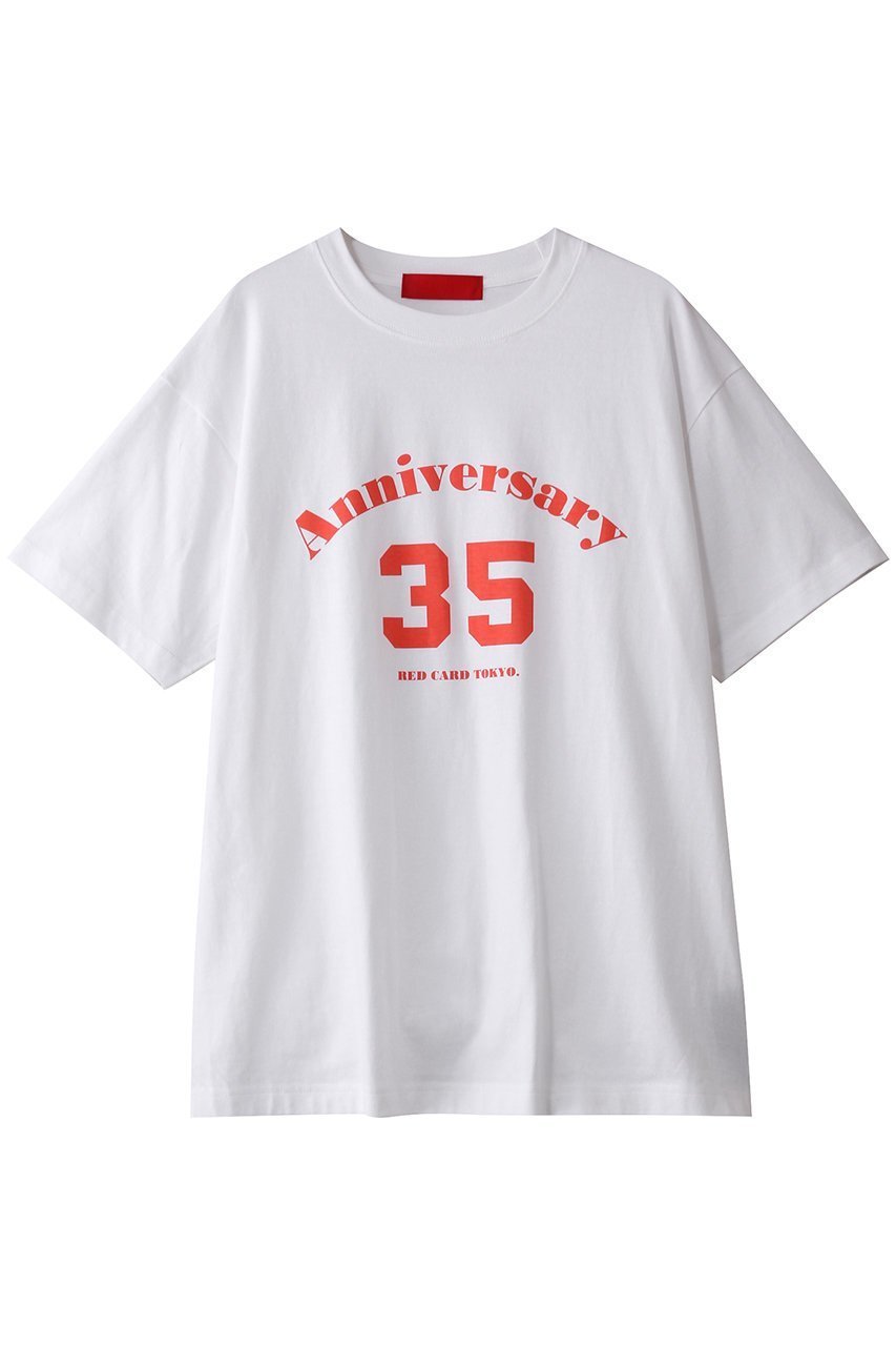 【レッドカード トーキョー/RED CARD TOKYO】の35th Anniversary - Tシャツ インテリア・キッズ・メンズ・レディースファッション・服の通販 founy(ファニー) 　ファッション　Fashion　レディースファッション　Fashion for Women　トップス・カットソー　Cut & Sew Tops　シャツ・ブラウス・オフィスカジュアル　Elegant Blouses & Button-Ups　ロングTシャツ・Tシャツ　Longline T-Shirts & Tees　カットソー・ベーシックTシャツ　Cut-and-Sewn Tops / Stretch Tees & Basics　ショート　Short, Short Length　スタイリッシュ　Stylish, Fashionable　スリーブ　Sleeve, Long Sleeve / Short Sleeve　ハーフ　Half, Half-Length　フロント　Front, Front Design　プリント　Print, Printed Pattern　ベーシック　Basic, Essential　夏　Summer　春　Spring　S/S・春夏　SS, Spring/Summer, Warm Season　White|ID: prp329100004437850 ipo3291000000032810239