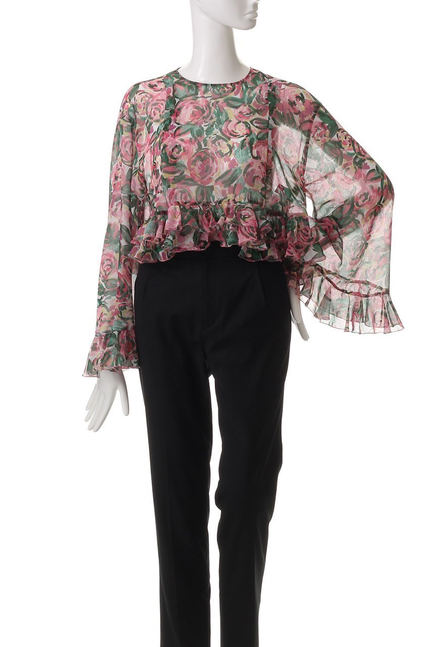 【アルアバイル/allureville】の【Loulou Willoughby】SPRINTEXフラワーPTフリルブラウス 人気、トレンドファッション・服の通販 founy(ファニー) 　ファッション　Fashion　レディースファッション　WOMEN　トップス・カットソー　Tops/Tshirt　シャツ/ブラウス　Shirts/Blouses　エレガント 上品　Elegant　シアー　Sheer　スリーブ　Sleeve　デニム　Denim　フェミニン　Feminine　フラワー　Flower　フリル　Frills　プリント　Print　ロング　Long　夏　Summer　春　Spring　S/S・春夏　Ss・Spring/Summer　other-2|ID: prp329100004437868 ipo3291000000031257291