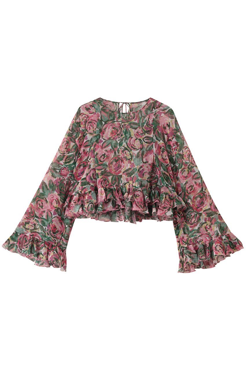 【アルアバイル/allureville】の【Loulou Willoughby】SPRINTEXフラワーPTフリルブラウス 人気、トレンドファッション・服の通販 founy(ファニー) 　ファッション　Fashion　レディースファッション　Fashion for Women　トップス・カットソー　Cut & Sew Tops　シャツ・ブラウス・オフィスカジュアル　Elegant Blouses & Button-Ups　エレガント 上品　Elegant　シアー　Sheer, See-Through　スリーブ　Sleeve, Long Sleeve / Short Sleeve　デニム　Denim, Jeans Material　フェミニン　Feminine, Girly　フラワー　Flower, Floral　フリル　Frill, Ruffle　プリント　Print, Printed Pattern　ロング　Long, Long-Length　夏　Summer　春　Spring　S/S・春夏　SS, Spring/Summer, Warm Season　 other-1|ID: prp329100004437868 ipo3291000000032707110