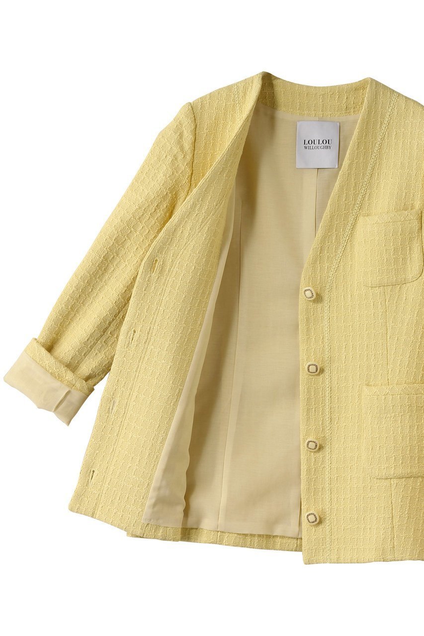 【アルアバイル/allureville】の【Loulou Willoughby】スラブツイードロングジャケット 人気、トレンドファッション・服の通販 founy(ファニー) 　ファッション　Fashion　レディースファッション　WOMEN　アウター　Coat Outerwear　ジャケット　Jackets　クラシカル　Classical　ジャケット　Jacket　ツイード　Tweed　デニム　Denim　ポケット　Pocket　ロング　Long　エレガント 上品　Elegant　春　Spring　other-6|ID: prp329100004437870 ipo3291000000031326381