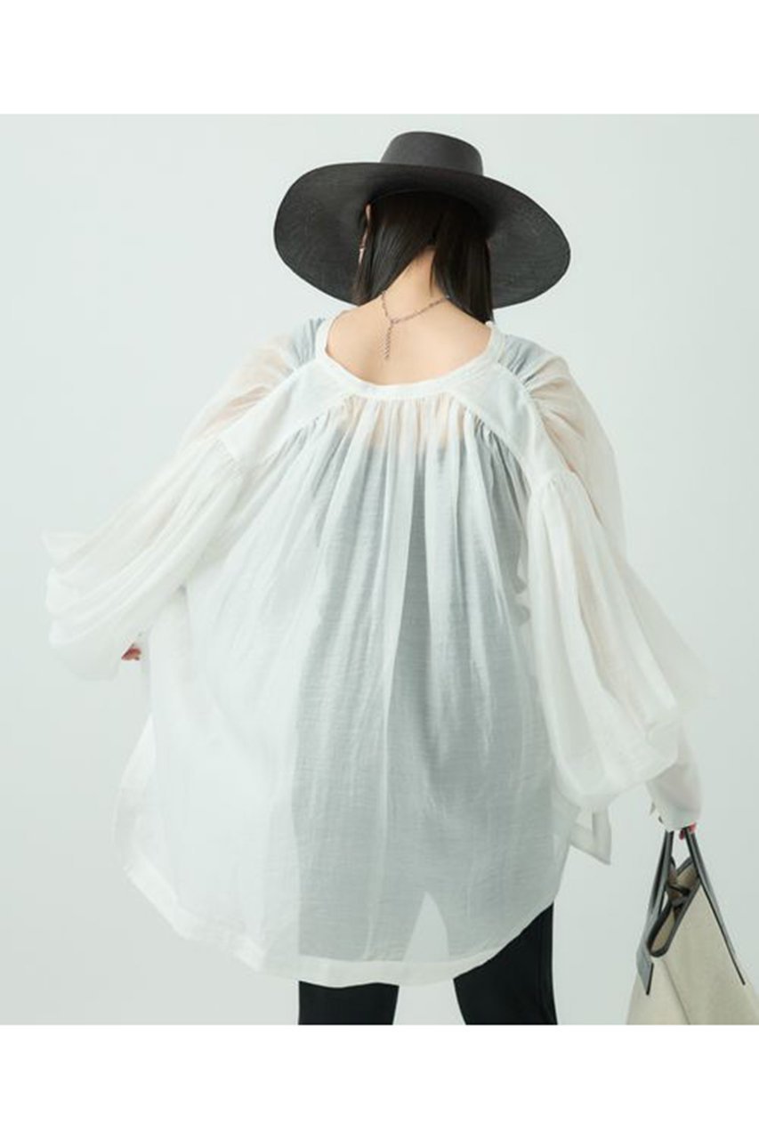 【カオス/Chaos】のレベッカブラウス 人気、トレンドファッション・服の通販 founy(ファニー) 　ファッション　Fashion　レディースファッション　Fashion for Women　トップス・カットソー　Cut & Sew Tops　シャツ・ブラウス・オフィスカジュアル　Elegant Blouses & Button-Ups　カフス　Cuff Design　ギャザー　Gathered, Ruffled　シアー　Sheer, See-Through　スリーブ　Sleeve, Long Sleeve / Short Sleeve　フォルム　Silhouette, Form　ロング　Long, Long-Length　夏　Summer　other-7|ID: prp329100004437871 ipo3291000000036064990