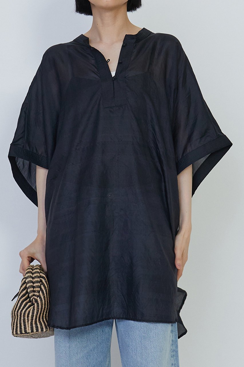 【プルミエ アロンディスモン/1er Arrondissement】の【COUTURE D ADAME】ブラウス 人気、トレンドファッション・服の通販 founy(ファニー) 　ファッション　Fashion　レディースファッション　Fashion for Women　トップス・カットソー　Cut & Sew Tops　シャツ・ブラウス・オフィスカジュアル　Elegant Blouses & Button-Ups　エレガント 上品　Elegant　シアー　Sheer, See-Through　ショート　Short, Short Length　シンプル　Simple, Minimal　スタンド　Stand Collar, Upright Stand　スリーブ　Sleeve, Long Sleeve / Short Sleeve　チュニック　Tunic, Long Top　デニム　Denim, Jeans Material　フレア　Flare, Flared　ワイド　Wide, Wide Fit　other-7|ID: prp329100004437876 ipo3291000000032811742