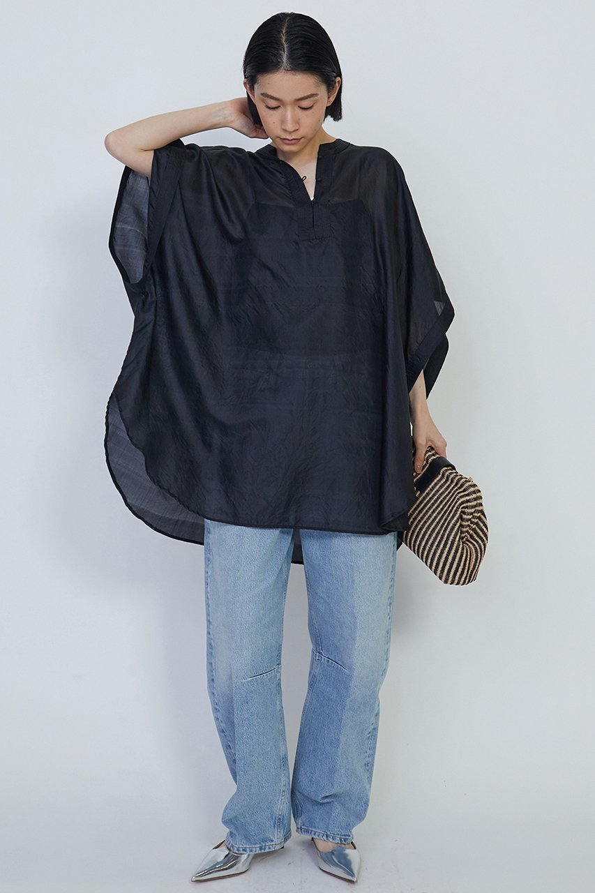 【プルミエ アロンディスモン/1er Arrondissement】の【COUTURE D ADAME】ブラウス 人気、トレンドファッション・服の通販 founy(ファニー) 　ファッション　Fashion　レディースファッション　Fashion for Women　トップス・カットソー　Cut & Sew Tops　シャツ・ブラウス・オフィスカジュアル　Elegant Blouses & Button-Ups　エレガント 上品　Elegant　シアー　Sheer, See-Through　ショート　Short, Short Length　シンプル　Simple, Minimal　スタンド　Stand Collar, Upright Stand　スリーブ　Sleeve, Long Sleeve / Short Sleeve　チュニック　Tunic, Long Top　デニム　Denim, Jeans Material　フレア　Flare, Flared　ワイド　Wide, Wide Fit　other-8|ID: prp329100004437876 ipo3291000000032811743