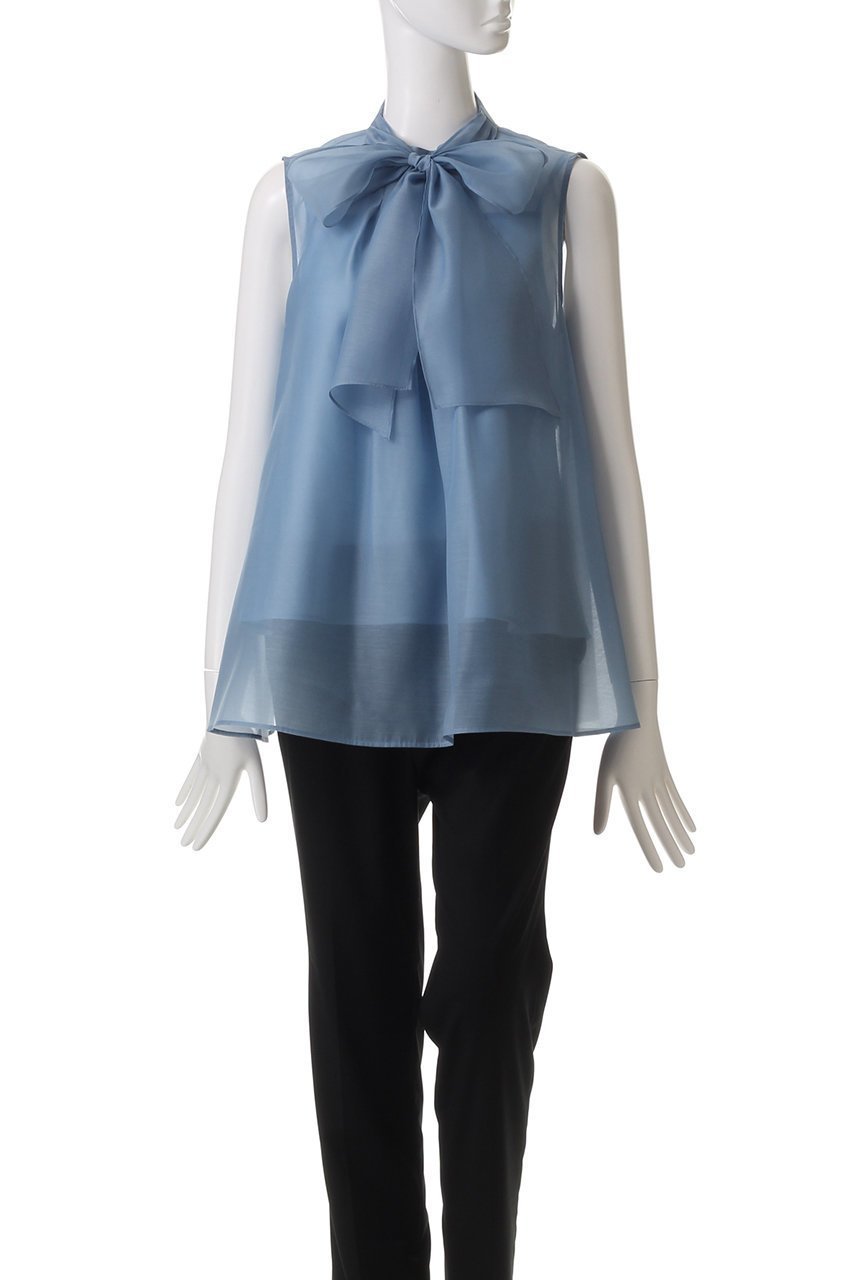 【アナイ/ANAYI】のオーガンジーリボンボウタイブラウス 人気、トレンドファッション・服の通販 founy(ファニー) 　ファッション　Fashion　レディースファッション　WOMEN　トップス・カットソー　Tops/Tshirt　キャミソール / ノースリーブ　No Sleeves　シャツ/ブラウス　Shirts/Blouses　エアリー　Airy　エレガント 上品　Elegant　オーガンジー　Organdy　シンプル　Simple　デニム　Denim　ノースリーブ　No Sleeve　フェミニン　Feminine　リボン　Ribbon　other-2|ID: prp329100004437884 ipo3291000000031257395