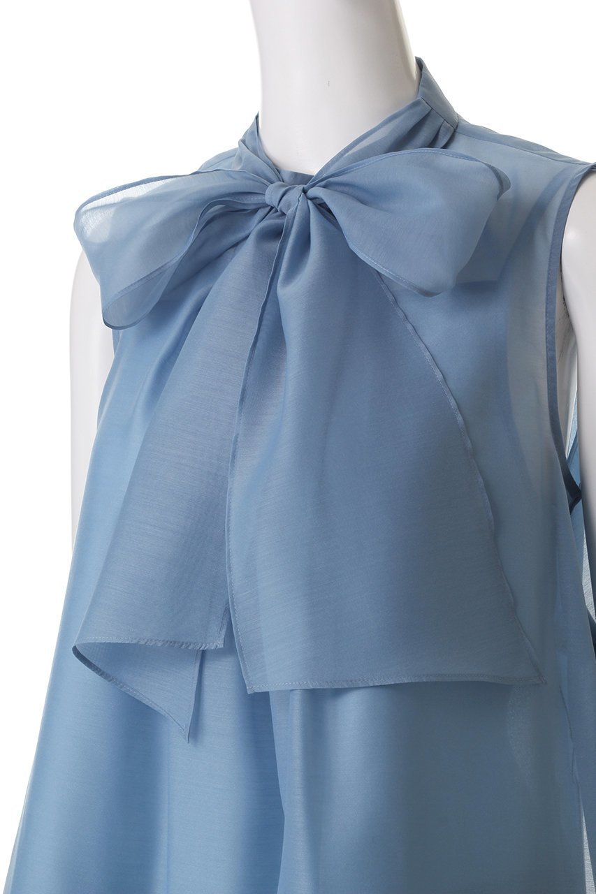 【アナイ/ANAYI】のオーガンジーリボンボウタイブラウス 人気、トレンドファッション・服の通販 founy(ファニー) 　ファッション　Fashion　レディースファッション　WOMEN　トップス・カットソー　Tops/Tshirt　キャミソール / ノースリーブ　No Sleeves　シャツ/ブラウス　Shirts/Blouses　エアリー　Airy　エレガント 上品　Elegant　オーガンジー　Organdy　シンプル　Simple　デニム　Denim　ノースリーブ　No Sleeve　フェミニン　Feminine　リボン　Ribbon　other-5|ID: prp329100004437884 ipo3291000000031326421