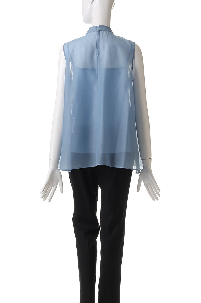 【アナイ/ANAYI】のオーガンジーリボンボウタイブラウス 人気、トレンドファッション・服の通販 founy(ファニー) 　ファッション　Fashion　レディースファッション　Fashion for Women　トップス・カットソー　Cut & Sew Tops　キャミソール&ノースリーブ　Camisoles & Sleeveless Tops　シャツ・ブラウス・オフィスカジュアル　Elegant Blouses & Button-Ups　エアリー　Airy Texture　エレガント 上品　Elegant　オーガンジー　Organza Fabric　シンプル　Simple, Minimal　デニム　Denim, Jeans Material　ノースリーブ　Sleeveless, No-Sleeve　フェミニン　Feminine, Girly　リボン　Ribbon, Bow　other-4|ID: prp329100004437884 ipo3291000000035601500