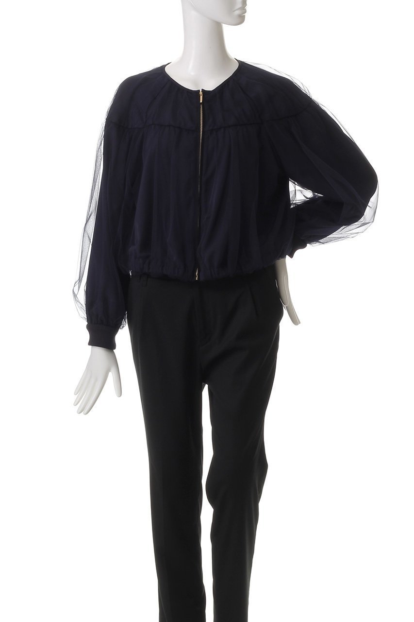 【アナイ/ANAYI】のチュールヨークギャザーブルゾン 人気、トレンドファッション・服の通販 founy(ファニー) 　ファッション　Fashion　レディースファッション　WOMEN　アウター　Coat Outerwear　ジャケット　Jackets　ブルゾン　Blouson/Jackets　エレガント 上品　Elegant　ギャザー　Gather　ジップ　Zip　ジャケット　Jacket　スリーブ　Sleeve　チュール　Tulle　ブルゾン　Blouson　other-2|ID: prp329100004437885 ipo3291000000031257401