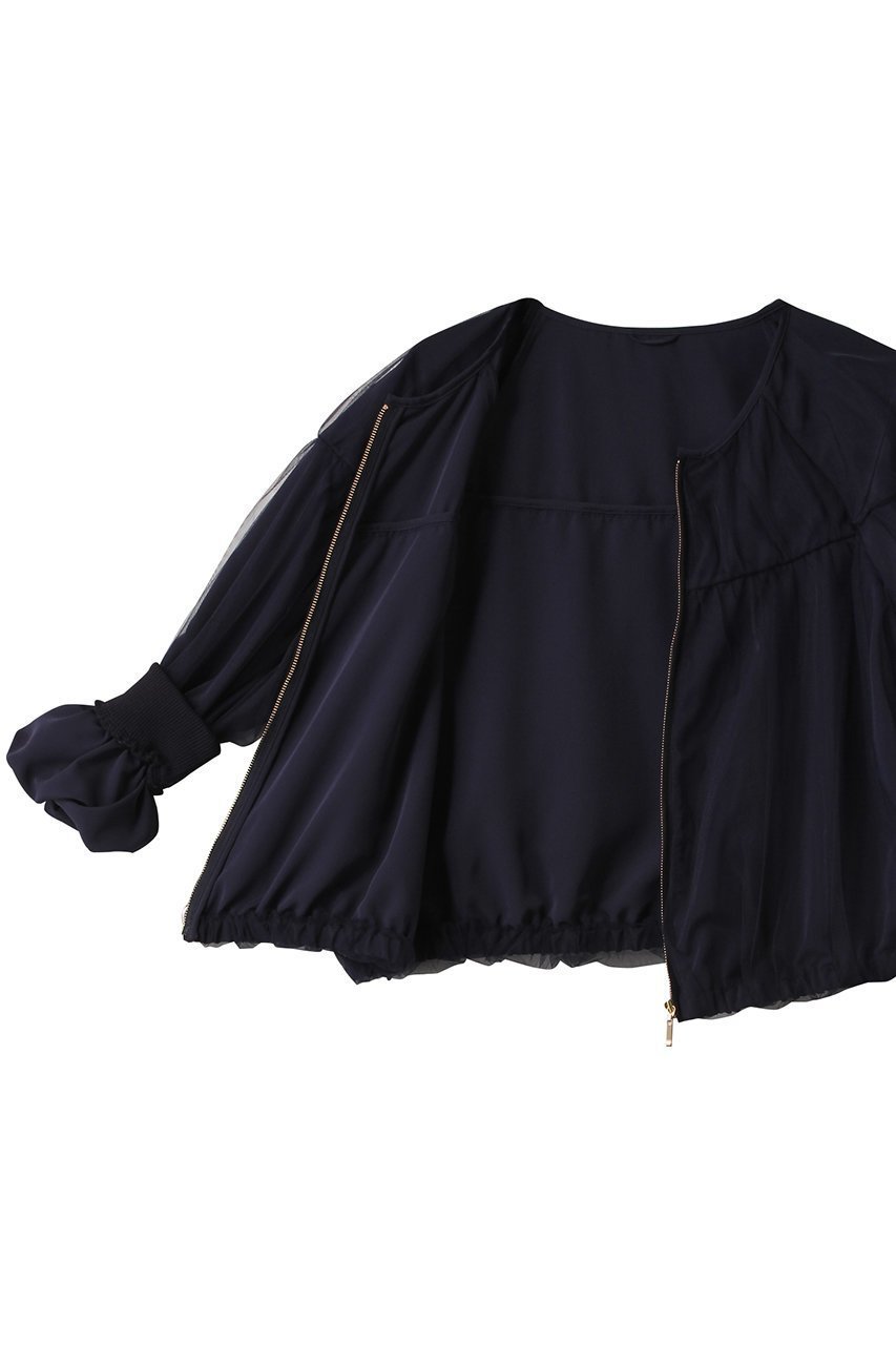 【アナイ/ANAYI】のチュールヨークギャザーブルゾン 人気、トレンドファッション・服の通販 founy(ファニー) 　ファッション　Fashion　レディースファッション　WOMEN　アウター　Coat Outerwear　ジャケット　Jackets　ブルゾン　Blouson/Jackets　エレガント 上品　Elegant　ギャザー　Gather　ジップ　Zip　ジャケット　Jacket　スリーブ　Sleeve　チュール　Tulle　ブルゾン　Blouson　other-6|ID: prp329100004437885 ipo3291000000031326423