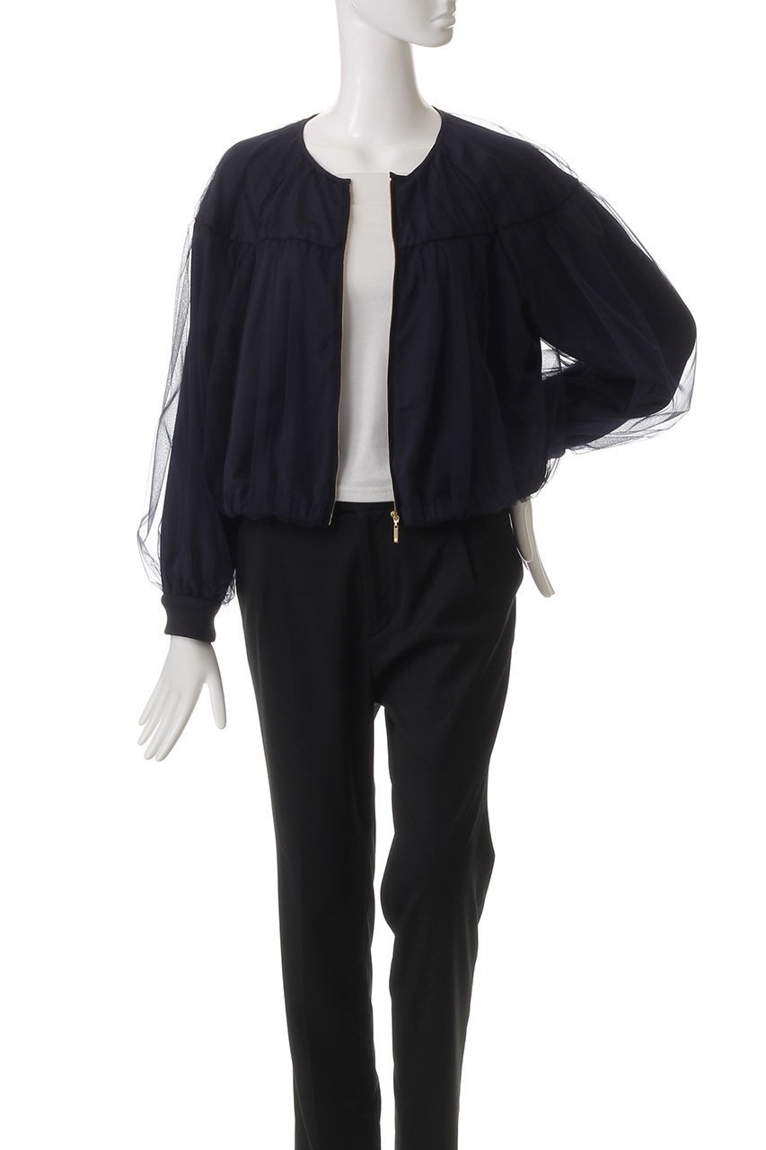 【アナイ/ANAYI】のチュールヨークギャザーブルゾン 人気、トレンドファッション・服の通販 founy(ファニー) 　ファッション　Fashion　レディースファッション　WOMEN　アウター　Coat Outerwear　ジャケット　Jackets　ブルゾン　Blouson/Jackets　エレガント 上品　Elegant　ギャザー　Gather　ジップ　Zip　ジャケット　Jacket　スリーブ　Sleeve　チュール　Tulle　ブルゾン　Blouson　other-7|ID: prp329100004437885 ipo3291000000031326424