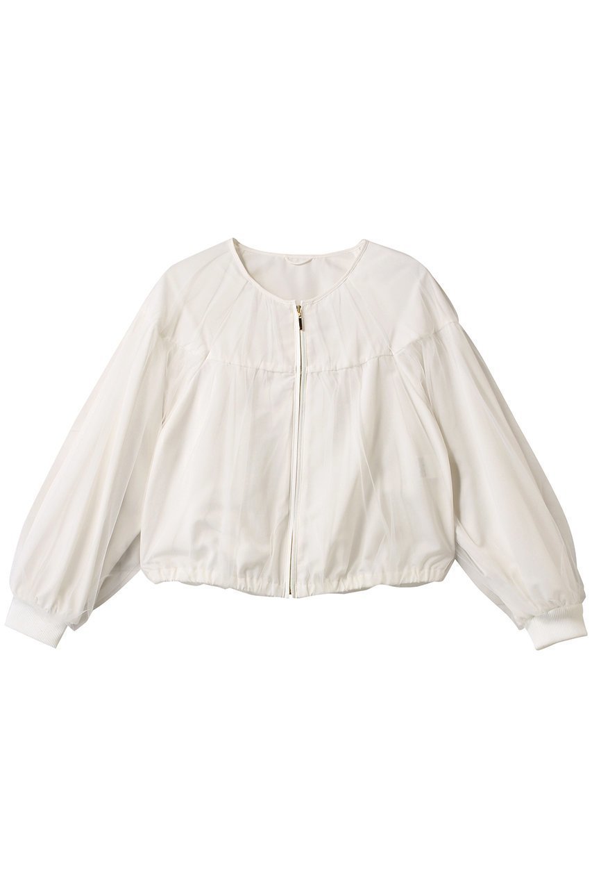 【アナイ/ANAYI】のチュールヨークギャザーブルゾン インテリア・キッズ・メンズ・レディースファッション・服の通販 founy(ファニー) 　ファッション　Fashion　レディースファッション　Fashion for Women　アウター　Coat / Outerwear Collection　レディースジャケット・軽アウター　Jackets　ブルゾンジャケット・スポーティアウター　Blouson Jackets　エレガント 上品　Elegant　ギャザー　Gathered, Ruffled　ジップ　Zip, Zipper　ジャケット　Jacket, Outerwear　スリーブ　Sleeve, Long Sleeve / Short Sleeve　チュール　Tulip, Tulip Motif　ブルゾン　Blouson, Bomber Jacket　ホワイト|ID: prp329100004437885 ipo3291000000032958149