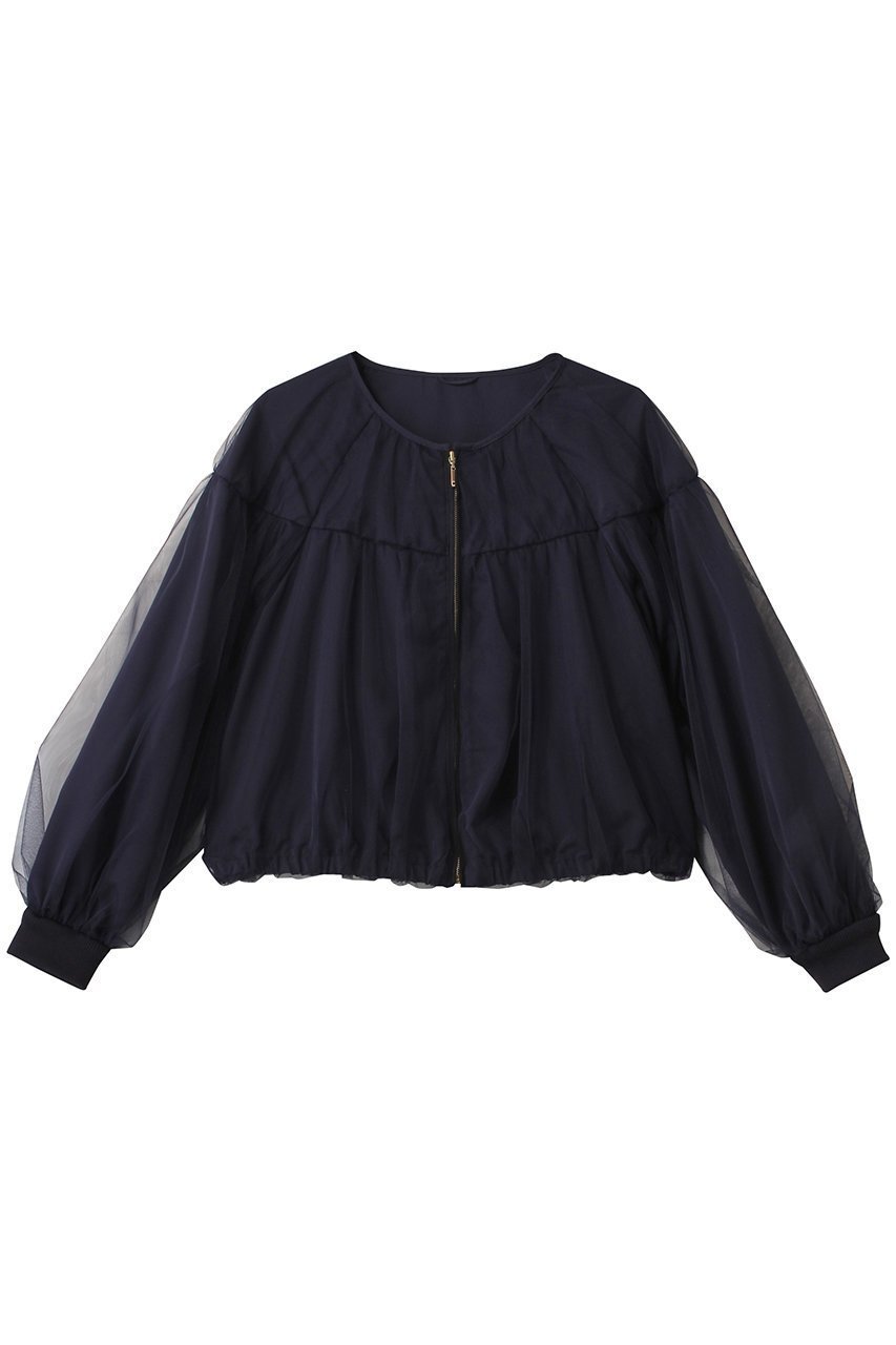 【アナイ/ANAYI】のチュールヨークギャザーブルゾン インテリア・キッズ・メンズ・レディースファッション・服の通販 founy(ファニー) 　ファッション　Fashion　レディースファッション　Fashion for Women　アウター　Coat / Outerwear Collection　レディースジャケット・軽アウター　Jackets　ブルゾンジャケット・スポーティアウター　Blouson Jackets　エレガント 上品　Elegant　ギャザー　Gathered, Ruffled　ジップ　Zip, Zipper　ジャケット　Jacket, Outerwear　スリーブ　Sleeve, Long Sleeve / Short Sleeve　チュール　Tulip, Tulip Motif　ブルゾン　Blouson, Bomber Jacket　ネイビー|ID: prp329100004437885 ipo3291000000035846951