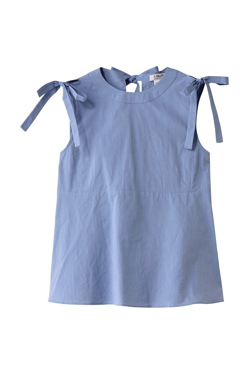 【マックスマーラ/Max Mara】の【 S Max Mara】ELEONORA コットンリボンショルダーブラウス インテリア・キッズ・メンズ・レディースファッション・服の通販 founy(ファニー) 　ファッション　Fashion　レディースファッション　Fashion for Women　トップス・カットソー　Cut & Sew Tops　キャミソール&ノースリーブ　Camisoles & Sleeveless Tops　シャツ・ブラウス・オフィスカジュアル　Elegant Blouses & Button-Ups　ショルダー　Shoulder, Shoulder Strap　ノースリーブ　Sleeveless, No-Sleeve　フェミニン　Feminine, Girly　リボン　Ribbon, Bow　夏　Summer　春　Spring　S/S・春夏　SS, Spring/Summer, Warm Season　ライトブルー|ID: prp329100004437887 ipo3291000000032854432