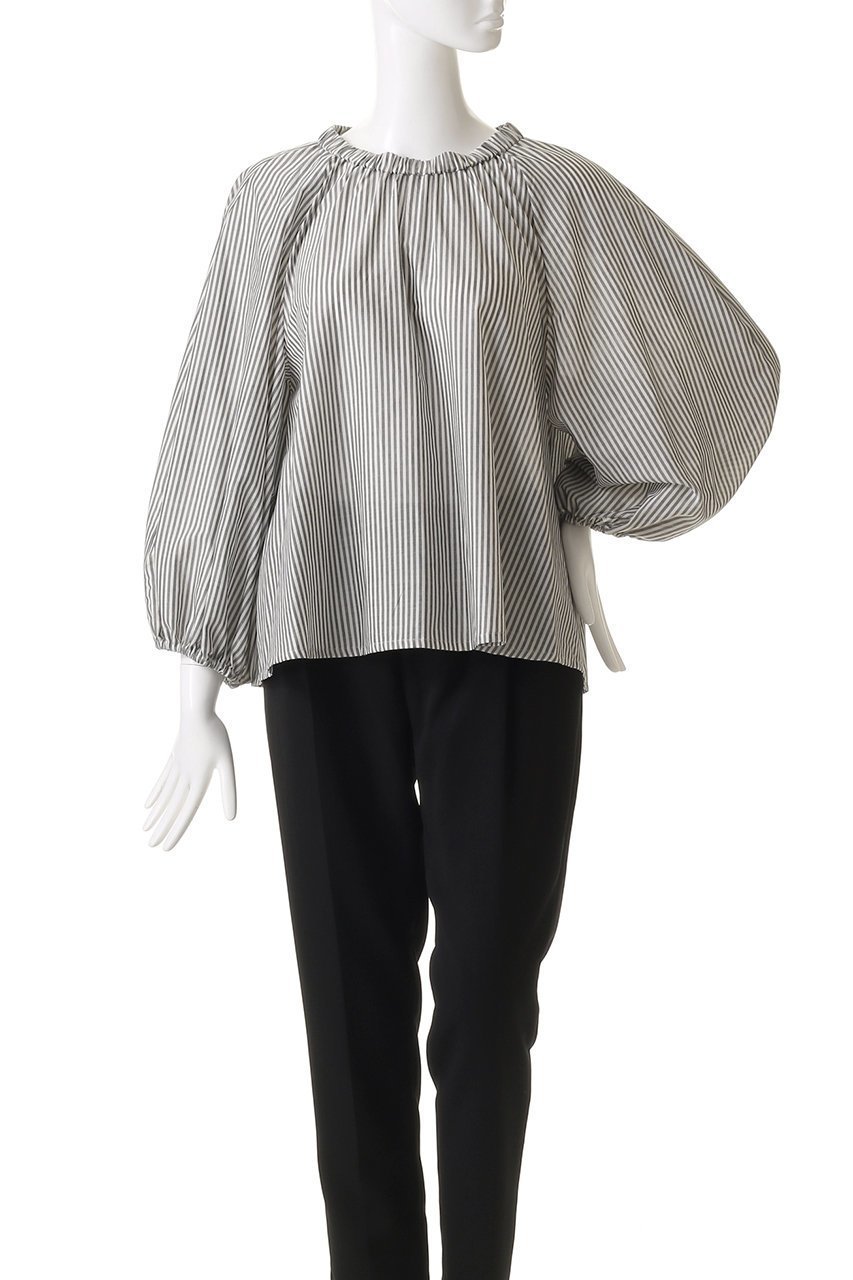【マックスマーラ/Max Mara】の【 S Max Mara】FABIOLA コットンギャザーブラウス 人気、トレンドファッション・服の通販 founy(ファニー) 　ファッション　Fashion　レディースファッション　Fashion for Women　トップス・カットソー　Cut & Sew Tops　シャツ・ブラウス・オフィスカジュアル　Elegant Blouses & Button-Ups　ギャザー　Gathered, Ruffled　ストライプ　Stripe, Striped Pattern　スリーブ　Sleeve, Long Sleeve / Short Sleeve　フェミニン　Feminine, Girly　ロング　Long, Long-Length　other-2|ID: prp329100004437889 ipo3291000000032854474