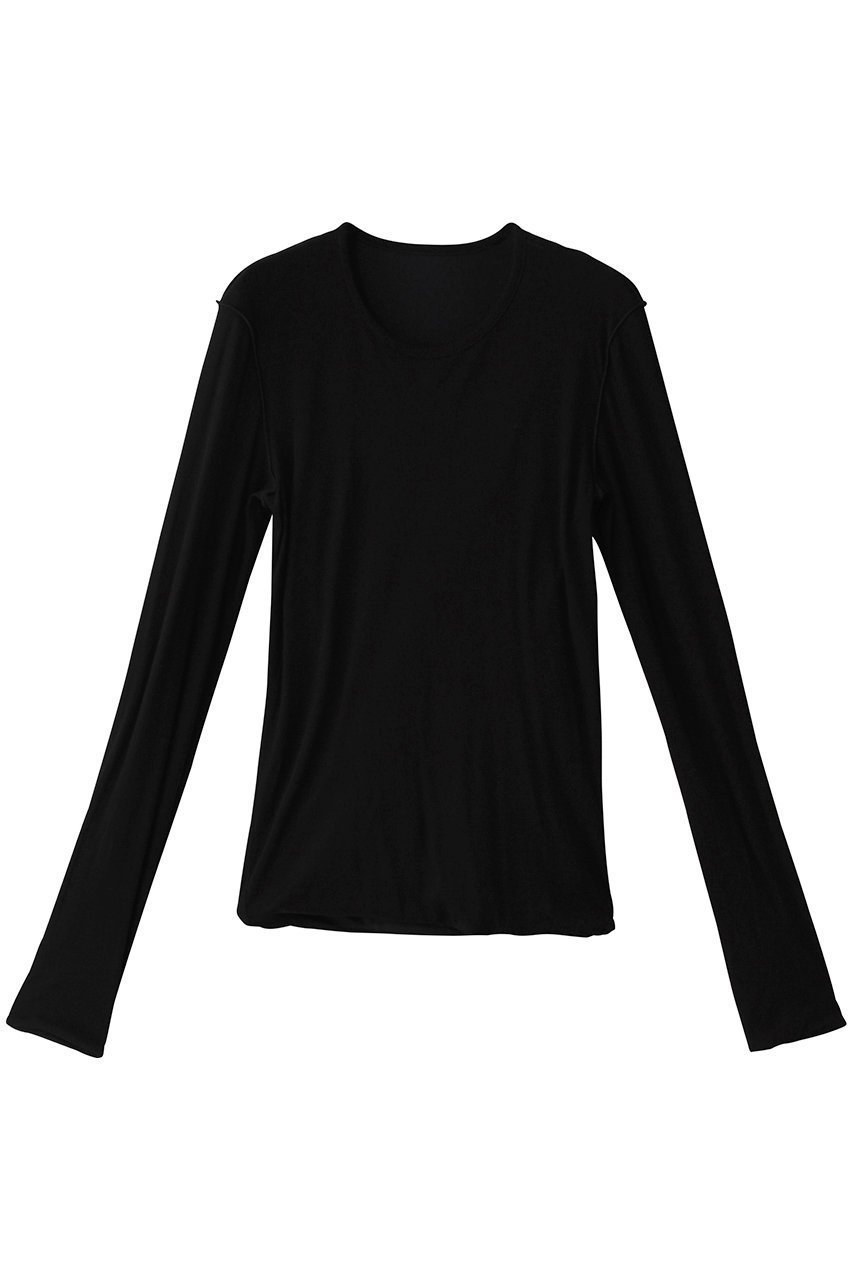 【デパリエ/DEPAREILLE】のシアーストレッチリバーシブルクルーネック インテリア・キッズ・メンズ・レディースファッション・服の通販 founy(ファニー) 　ファッション　Fashion　レディースファッション　Fashion for Women　トップス・カットソー　Cut & Sew Tops　シャツ・ブラウス・オフィスカジュアル　Elegant Blouses & Button-Ups　ロングTシャツ・Tシャツ　Longline T-Shirts & Tees　カットソー・ベーシックTシャツ　Cut-and-Sewn Tops / Stretch Tees & Basics　インナー　Innerwear　シンプル　Simple, Minimal　スリーブ　Sleeve, Long Sleeve / Short Sleeve　フィット　Fit, Slim Fit　ロング　Long, Long-Length　ブラック|ID: prp329100004437906 ipo3291000000032858738