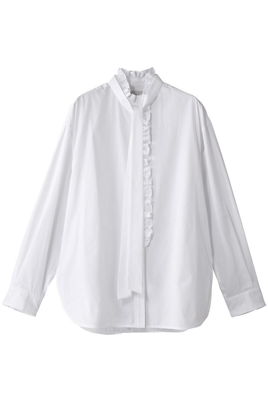 【デパリエ/DEPAREILLE】のコットンドビーボウシャツ 人気、トレンドファッション・服の通販 founy(ファニー) 　ファッション　Fashion　レディースファッション　Fashion for Women　トップス・カットソー　Cut & Sew Tops　シャツ・ブラウス・オフィスカジュアル　Elegant Blouses & Button-Ups　エレガント 上品　Elegant　クラシカル　Classical, Vintage-Inspired　スリーブ　Sleeve, Long Sleeve / Short Sleeve　フリル　Frill, Ruffle　フロント　Front, Front Design　ロング　Long, Long-Length　 other-1|ID: prp329100004437907 ipo3291000000032845123