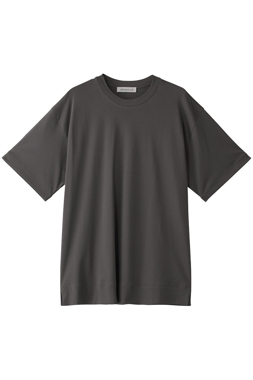 【デパリエ/DEPAREILLE】のスムースビッグTシャツ インテリア・キッズ・メンズ・レディースファッション・服の通販 founy(ファニー) 　ファッション　Fashion　レディースファッション　Fashion for Women　トップス・カットソー　Cut & Sew Tops　シャツ・ブラウス・オフィスカジュアル　Elegant Blouses & Button-Ups　ロングTシャツ・Tシャツ　Longline T-Shirts & Tees　カットソー・ベーシックTシャツ　Cut-and-Sewn Tops / Stretch Tees & Basics　なめらか　Smooth, Silky Texture　ショート　Short, Short Length　シンプル　Simple, Minimal　スリーブ　Sleeve, Long Sleeve / Short Sleeve　デニム　Denim, Jeans Material　バランス　Balance, Style Balance　ワイド　Wide, Wide Fit　エレガント 上品　Elegant　チャコールグレー|ID: prp329100004437909 ipo3291000000032865180