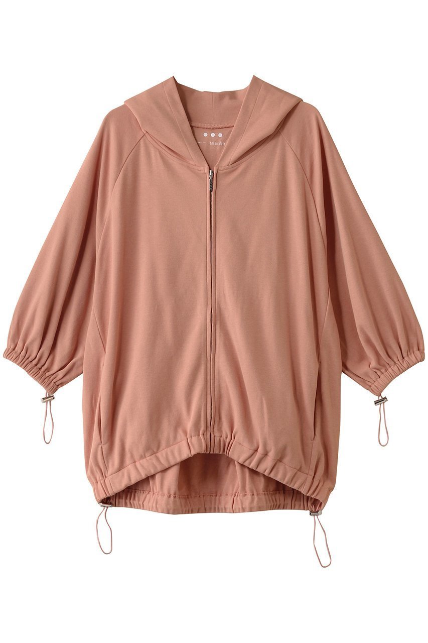 【スリー ドッツ/three dots】のヨギ by plax ハーフスリーブ フーディ インテリア・キッズ・メンズ・レディースファッション・服の通販 founy(ファニー) 　ファッション　Fashion　レディースファッション　Fashion for Women　トップス・カットソー　Cut & Sew Tops　シャツ・ブラウス・オフィスカジュアル　Elegant Blouses & Button-Ups　レディースパーカー・カジュアルフーディー　Casual Hoodies & Sweatshirts　ロングTシャツ・Tシャツ　Longline T-Shirts & Tees　スウェット・クルーネックトップス　Sweatshirts & Crewnecks / Relaxed Fit Sweat Tops　カットソー・ベーシックTシャツ　Cut-and-Sewn Tops / Stretch Tees & Basics　シンプル　Simple, Minimal　スリーブ　Sleeve, Long Sleeve / Short Sleeve　ハーフ　Half, Half-Length　ヨガ　Yoga, Yoga Wear　リラックス　Relax, Relaxed Fit　ワイド　Wide, Wide Fit　クリームピンク|ID: prp329100004437911 ipo3291000000032865219