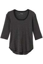 【スリー ドッツ/three dots】のカーメルリブ ジェシカ トップス ブラック×オフホワイト|ID: prp329100004437912 ipo3291000000036007031