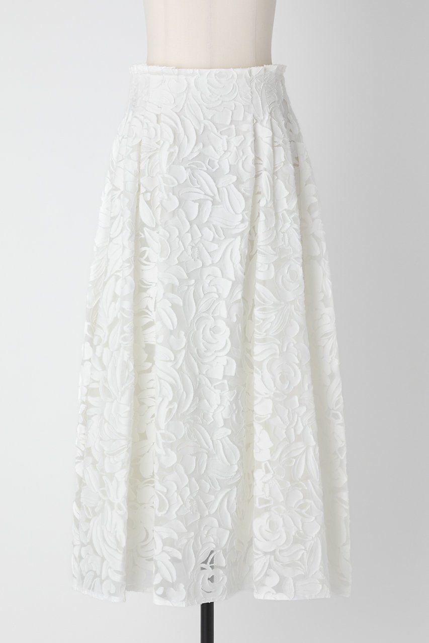 【オーヴィル/EAUVIRE】のボリュームタックスカート インテリア・キッズ・メンズ・レディースファッション・服の通販 founy(ファニー) 　ファッション　Fashion　レディースファッション　Fashion for Women　スカート　Skirts　エレガント 上品　Elegant　シルク　Silk, 100% Silk　ジャカード／ジャガード　Jacquard, Woven Pattern　フレア　Flare, Flared　再入荷　Restock / Back in Stock　ホワイト|ID: prp329100004440219 ipo3291000000035420240