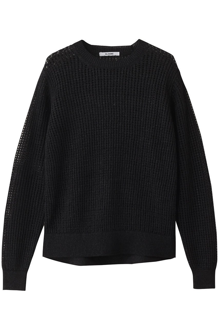 【スローン/SLOANE】の7G透かし編み 和紙×レーヨン クルーネック インテリア・キッズ・メンズ・レディースファッション・服の通販 founy(ファニー) 　ファッション　Fashion　レディースファッション　Fashion for Women　トップス・カットソー　Cut & Sew Tops　ニット　Knit Tops & Sweaters　カジュアルプルオーバー・ニットトップス　Pullovers & Knit Tops / Casual Pullovers　ファブリック　Fabric, Textile　ボトム　Bottoms, Lower Wear　夏　Summer　軽量　Lightweight, Ultra Light　透かし　Cut-Out, Lacework　ブラック|ID: prp329100004441129 ipo3291000000032940248