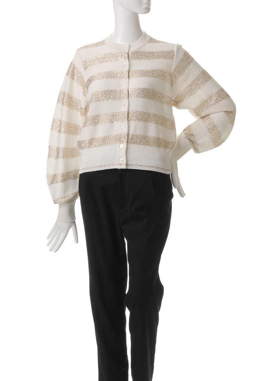 【デパリエ/DEPAREILLE】のスパンコールボーダークルーネックカーディガン 人気、トレンドファッション・服の通販 founy(ファニー) 　ファッション　Fashion　レディースファッション　WOMEN　トップス・カットソー　Tops/Tshirt　ニット　Knit Tops　カーディガン　Cardigans　カーディガン　Cardigan　ショート　Short　シンプル　Simple　スパンコール　Sequins　ボーダー　Border　ワイド　Wide　エレガント 上品　Elegant　夏　Summer　春　Spring　S/S・春夏　Ss・Spring/Summer　other-2|ID: prp329100004441140 ipo3291000000031256306