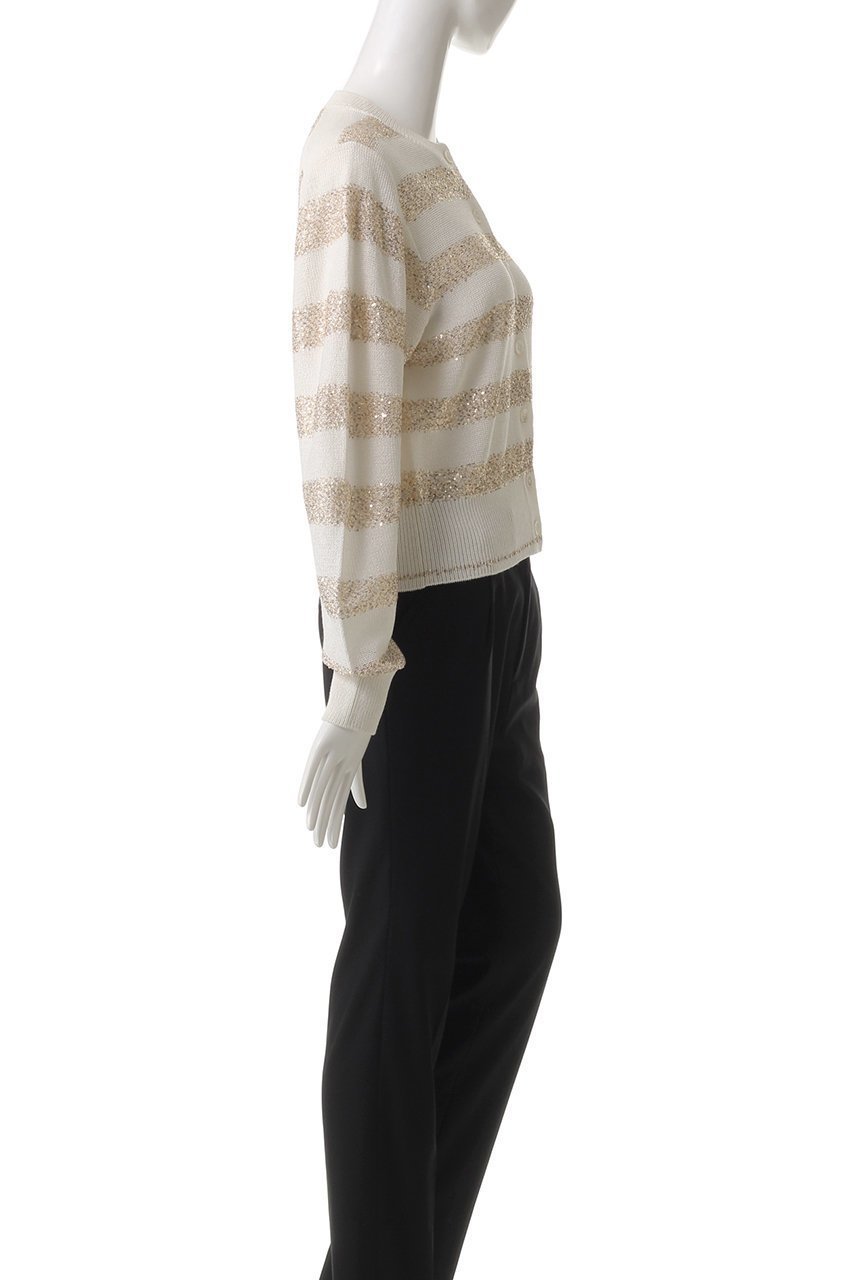 【デパリエ/DEPAREILLE】のスパンコールボーダークルーネックカーディガン 人気、トレンドファッション・服の通販 founy(ファニー) 　ファッション　Fashion　レディースファッション　WOMEN　トップス・カットソー　Tops/Tshirt　ニット　Knit Tops　カーディガン　Cardigans　カーディガン　Cardigan　ショート　Short　シンプル　Simple　スパンコール　Sequins　ボーダー　Border　ワイド　Wide　エレガント 上品　Elegant　夏　Summer　春　Spring　S/S・春夏　Ss・Spring/Summer　other-3|ID: prp329100004441140 ipo3291000000031256308