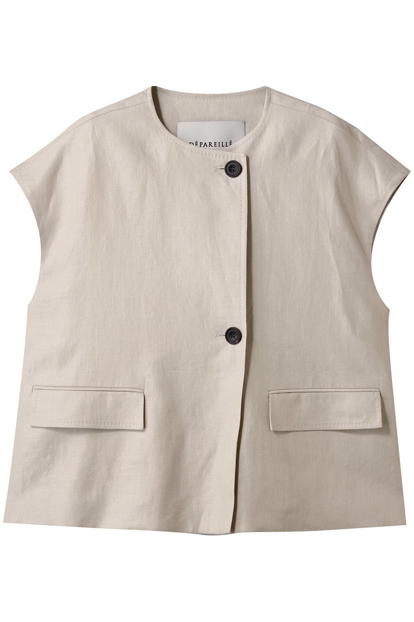【デパリエ/DEPAREILLE】のリネンツイルポンチョジレ インテリア・キッズ・メンズ・レディースファッション・服の通販 founy(ファニー) 　ファッション　Fashion　レディースファッション　Fashion for Women　アウター　Coat / Outerwear Collection　レディースジャケット・軽アウター　Jackets　ポンチョ・ケープコート　Ponchos & Capes　シンプル　Simple, Minimal　ジャケット　Jacket, Outerwear　ドレープ　Drape, Draping Fabric　フロント　Front, Front Design　ベスト　Vest, Waistcoat　ポンチョ　Poncho, Cape Style　エレガント 上品　Elegant　ベージュ|ID: prp329100004441141 ipo3291000000032956267