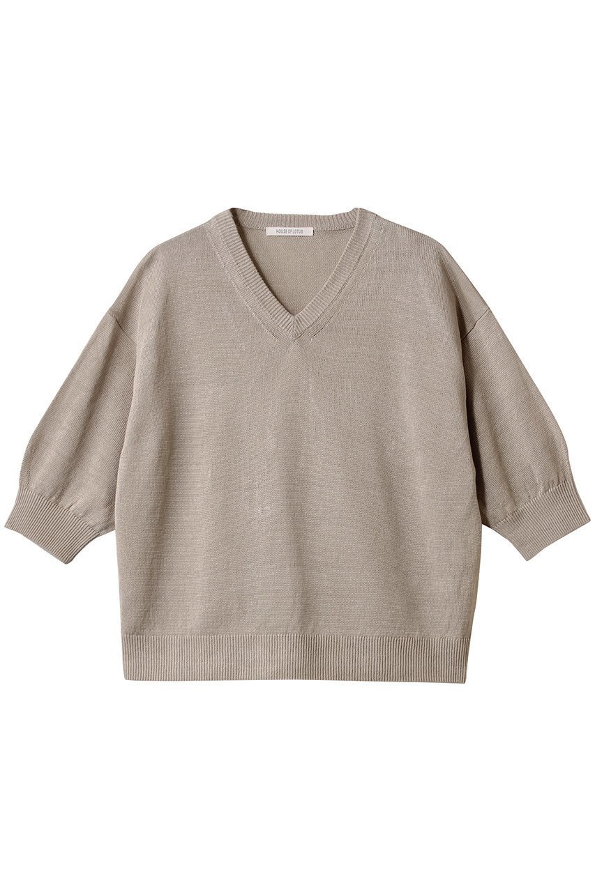 【ハウス オブ ロータス/HOUSE OF LOTUS】のピュアリネンプルオーバー インテリア・キッズ・メンズ・レディースファッション・服の通販 founy(ファニー) 　ファッション　Fashion　レディースファッション　Fashion for Women　トップス・カットソー　Cut & Sew Tops　ニット　Knit Tops & Sweaters　カジュアルプルオーバー・ニットトップス　Pullovers & Knit Tops / Casual Pullovers　シンプル　Simple, Minimal　バランス　Balance, Style Balance　フランス　France, French　リネン　Linen, Linen Fabric　ベージュ|ID: prp329100004441148 ipo3291000000032934032