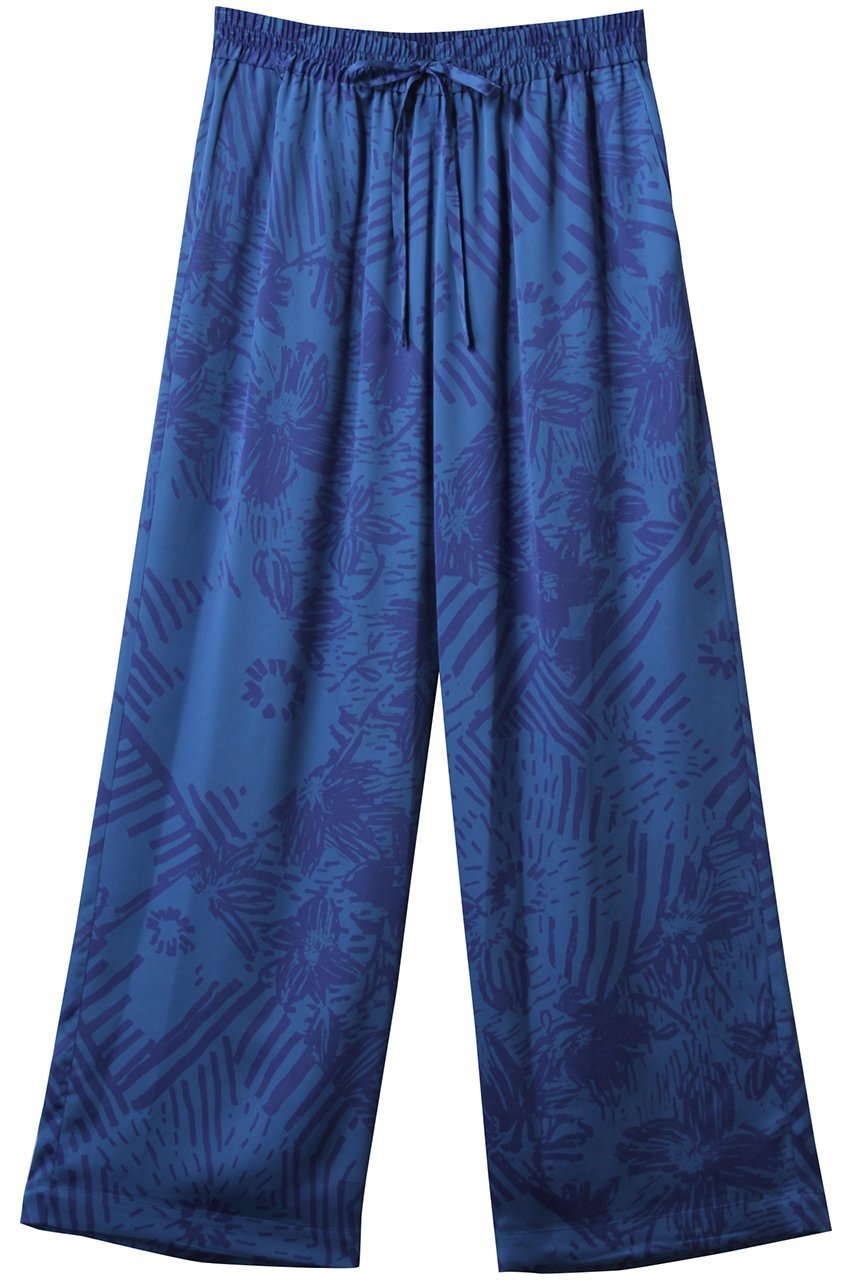 【ハウス オブ ロータス/HOUSE OF LOTUS】のパッチワークフラワープリントパンツ インテリア・キッズ・メンズ・レディースファッション・服の通販 founy(ファニー) 　ファッション　Fashion　レディースファッション　Fashion for Women　パンツ　Pants & Trousers　なめらか　Smooth, Silky Texture　サテン　Satin, Glossy Fabric　ストライプ　Stripe, Striped Pattern　ストレート　Straight, Straight Cut　ドレープ　Drape, Draping Fabric　フラワー　Flower, Floral　プリント　Print, Printed Pattern　ミックス　Mix, Mixed Style　モチーフ　Motif, Design Theme　ワイド　Wide, Wide Fit　ブルー|ID: prp329100004441150 ipo3291000000032903297