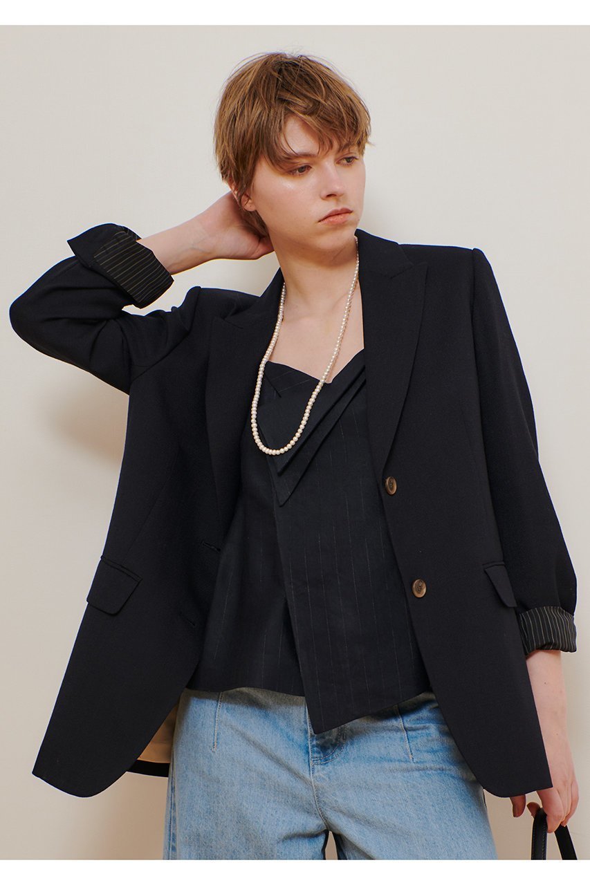 【アルアバイル/allureville】のリネンライクテーラードジャケット 人気、トレンドファッション・服の通販 founy(ファニー) 　ファッション　Fashion　レディースファッション　Fashion for Women　アウター　Coat / Outerwear Collection　レディースジャケット・軽アウター　Jackets　テーラードジャケット / 通勤・きれいめスタイル　Tailored Jackets & Blazers　シンプル　Simple, Minimal　ジャケット　Jacket, Outerwear　スラックス　Slacks, Dress Pants　デニム　Denim, Jeans Material　フォルム　Silhouette, Form　other-8|ID: prp329100004441153 ipo3291000000032707080