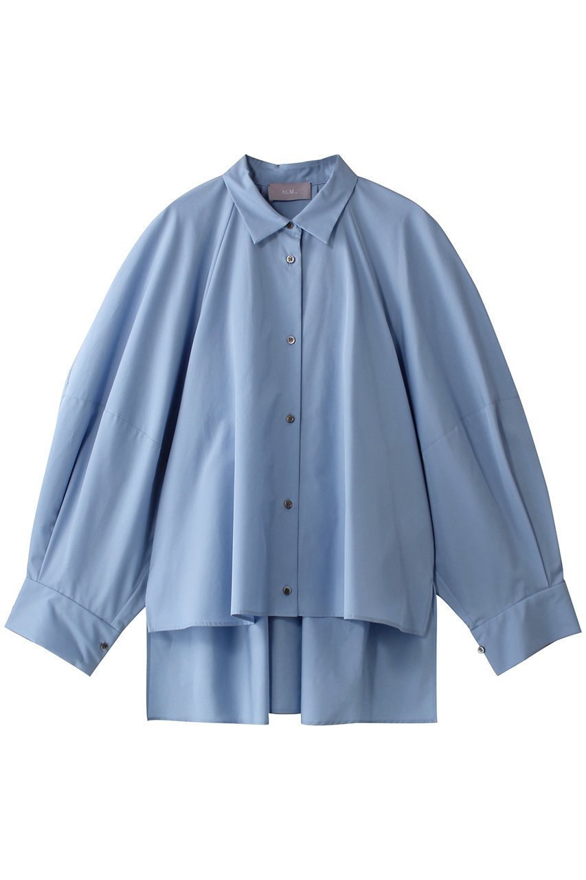 【ヒューエルミュージアム/hueLe Museum】の【hLM】ラウンドシェイプブラウス インテリア・キッズ・メンズ・レディースファッション・服の通販 founy(ファニー) 　ファッション　Fashion　レディースファッション　Fashion for Women　トップス・カットソー　Cut & Sew Tops　シャツ・ブラウス・オフィスカジュアル　Elegant Blouses & Button-Ups　ストライプ　Stripe, Striped Pattern　スリーブ　Sleeve, Long Sleeve / Short Sleeve　ドレープ　Drape, Draping Fabric　ロング　Long, Long-Length　ブルー|ID: prp329100004441175 ipo3291000000036396808