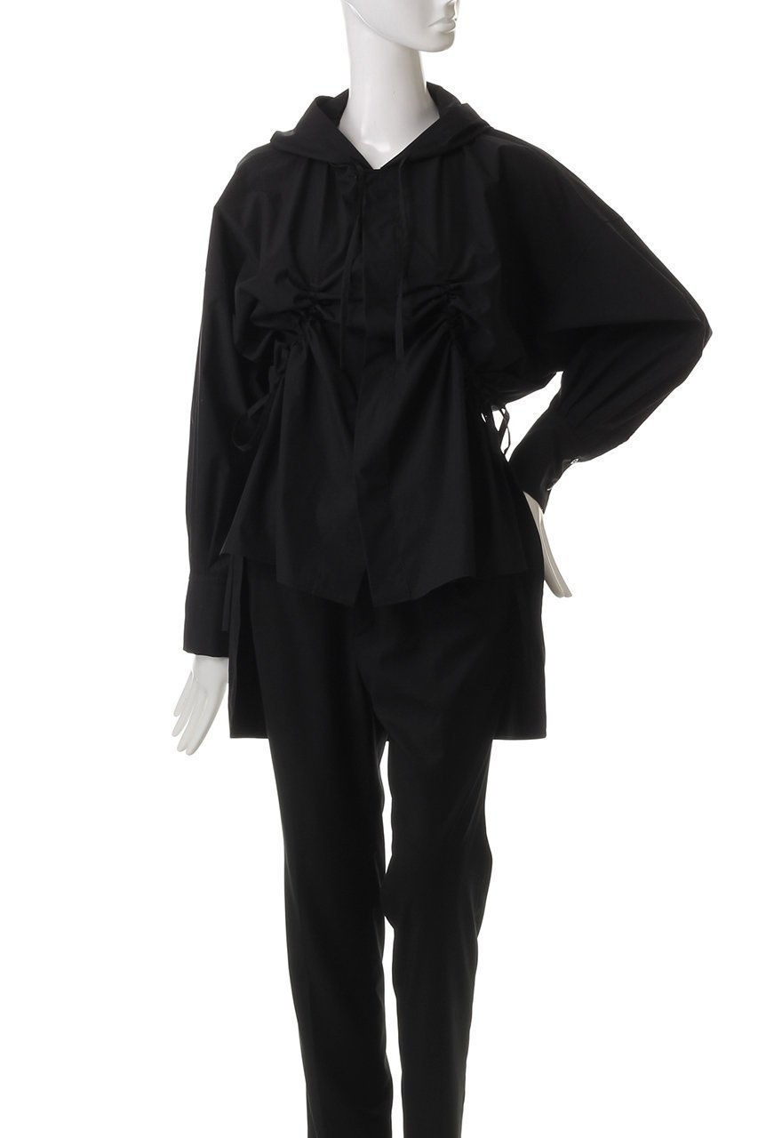【ヒューエルミュージアム/hueLe Museum】の【STUMBLY】Hooded Big Silhouette Shirt 人気、トレンドファッション・服の通販 founy(ファニー) 　ファッション　Fashion　レディースファッション　Fashion for Women　トップス・カットソー　Cut & Sew Tops　シャツ・ブラウス・オフィスカジュアル　Elegant Blouses & Button-Ups　シンプル　Simple, Minimal　スリーブ　Sleeve, Long Sleeve / Short Sleeve　フォルム　Silhouette, Form　リボン　Ribbon, Bow　ロング　Long, Long-Length　other-6|ID: prp329100004441177 ipo3291000000033937007