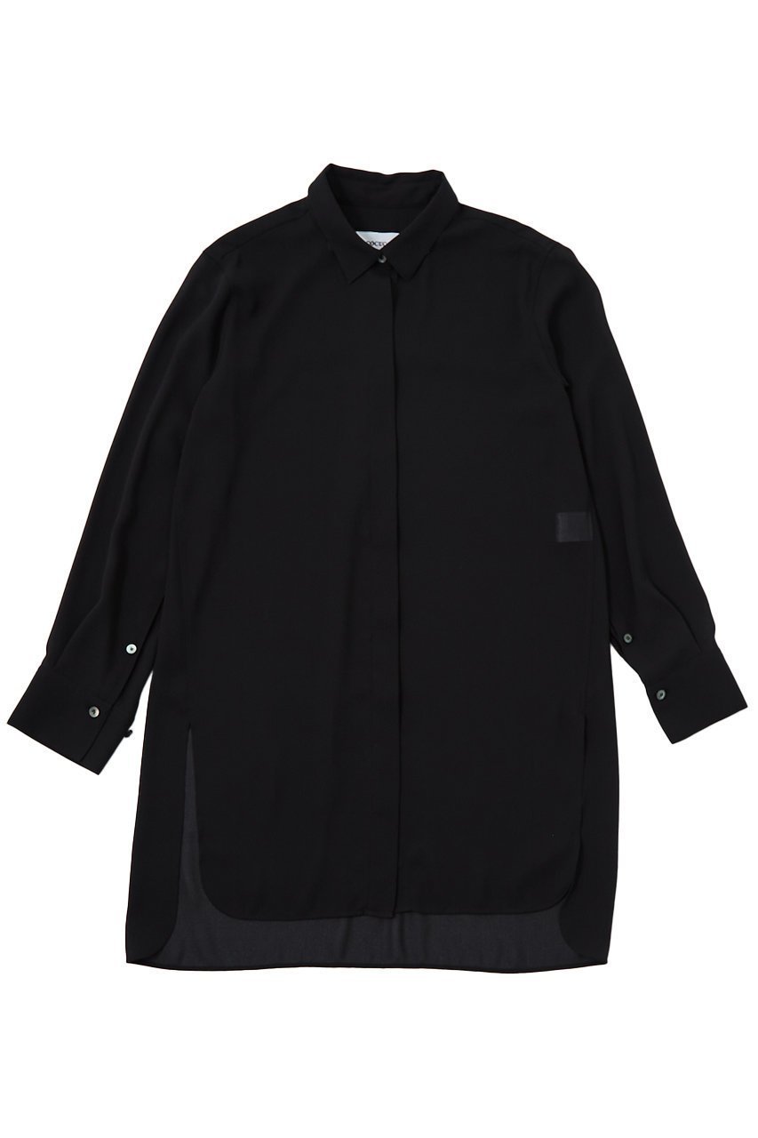 【ザ ストア バイ シー/THE STORE by C】のシアーチュニックシャツ インテリア・キッズ・メンズ・レディースファッション・服の通販 founy(ファニー) 　ファッション　Fashion　レディースファッション　Fashion for Women　トップス・カットソー　Cut & Sew Tops　シャツ・ブラウス・オフィスカジュアル　Elegant Blouses & Button-Ups　コンパクト　Compact, Small Size　ジョーゼット　Georgette, Semi-Sheer Fabric　スリーブ　Sleeve, Long Sleeve / Short Sleeve　ロング　Long, Long-Length　エレガント 上品　Elegant　ブラック|ID: prp329100004442454 ipo3291000000035957943