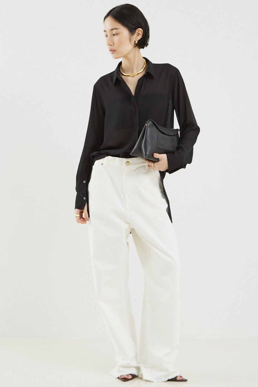 【ザ ストア バイ シー/THE STORE by C】のシアーチュニックシャツ 人気、トレンドファッション・服の通販 founy(ファニー) 　ファッション　Fashion　レディースファッション　Fashion for Women　トップス・カットソー　Cut & Sew Tops　シャツ・ブラウス・オフィスカジュアル　Elegant Blouses & Button-Ups　コンパクト　Compact, Small Size　ジョーゼット　Georgette, Semi-Sheer Fabric　スリーブ　Sleeve, Long Sleeve / Short Sleeve　ロング　Long, Long-Length　エレガント 上品　Elegant　other-3|ID: prp329100004442454 ipo3291000000035957945