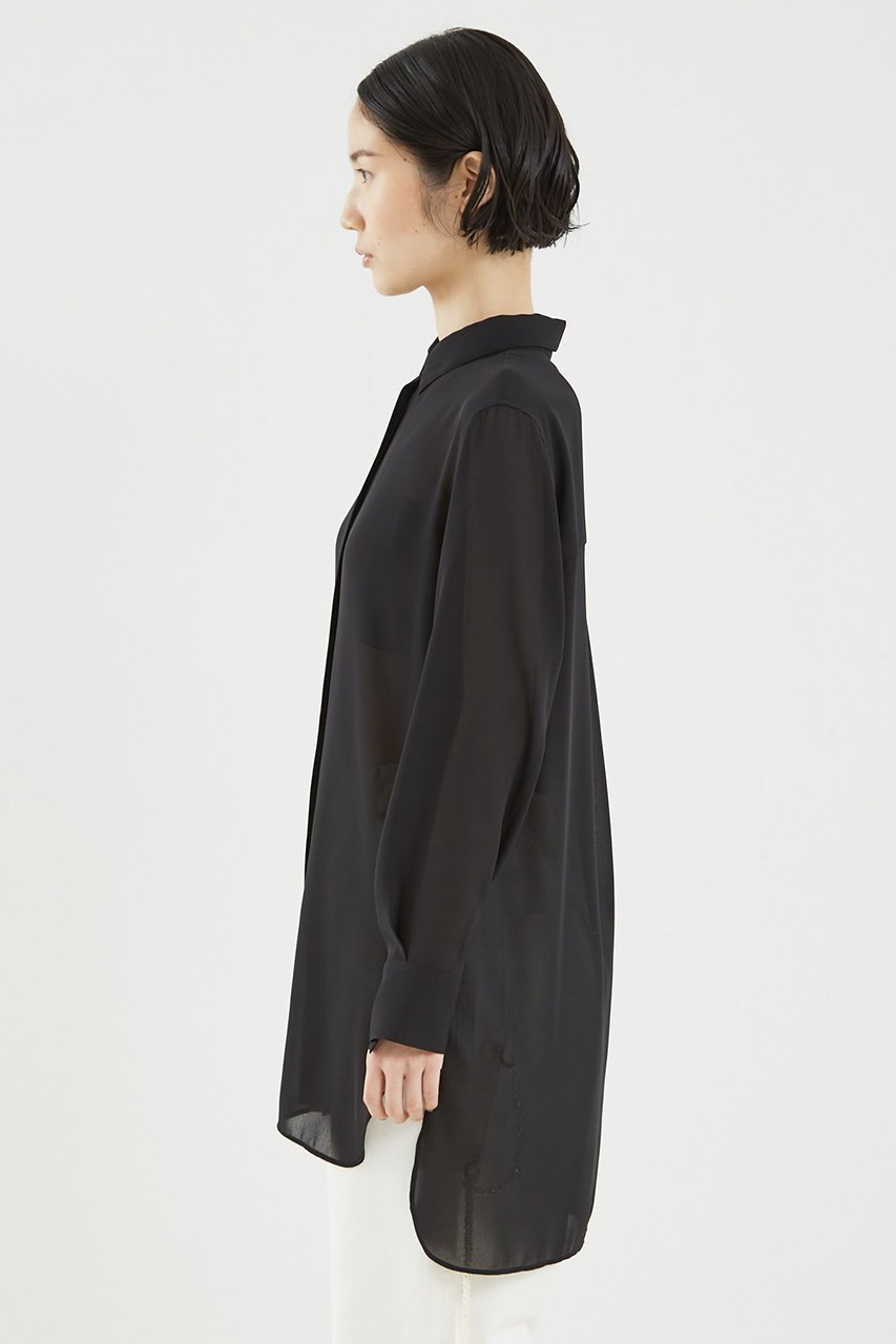 【ザ ストア バイ シー/THE STORE by C】のシアーチュニックシャツ 人気、トレンドファッション・服の通販 founy(ファニー) 　ファッション　Fashion　レディースファッション　Fashion for Women　トップス・カットソー　Cut & Sew Tops　シャツ・ブラウス・オフィスカジュアル　Elegant Blouses & Button-Ups　コンパクト　Compact, Small Size　ジョーゼット　Georgette, Semi-Sheer Fabric　スリーブ　Sleeve, Long Sleeve / Short Sleeve　ロング　Long, Long-Length　エレガント 上品　Elegant　other-6|ID: prp329100004442454 ipo3291000000035957948