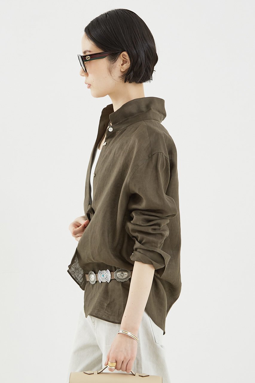 【ザ ストア バイ シー/THE STORE by C】のリネンシャツ 人気、トレンドファッション・服の通販 founy(ファニー) 　ファッション　Fashion　レディースファッション　Fashion for Women　トップス・カットソー　Cut & Sew Tops　シャツ・ブラウス・オフィスカジュアル　Elegant Blouses & Button-Ups　カシュクール　Wrap Design　スラックス　Slacks, Dress Pants　スリーブ　Sleeve, Long Sleeve / Short Sleeve　デニム　Denim, Jeans Material　リネン　Linen, Linen Fabric　ロング　Long, Long-Length　エレガント 上品　Elegant　夏　Summer　other-2|ID: prp329100004442455 ipo3291000000032907705