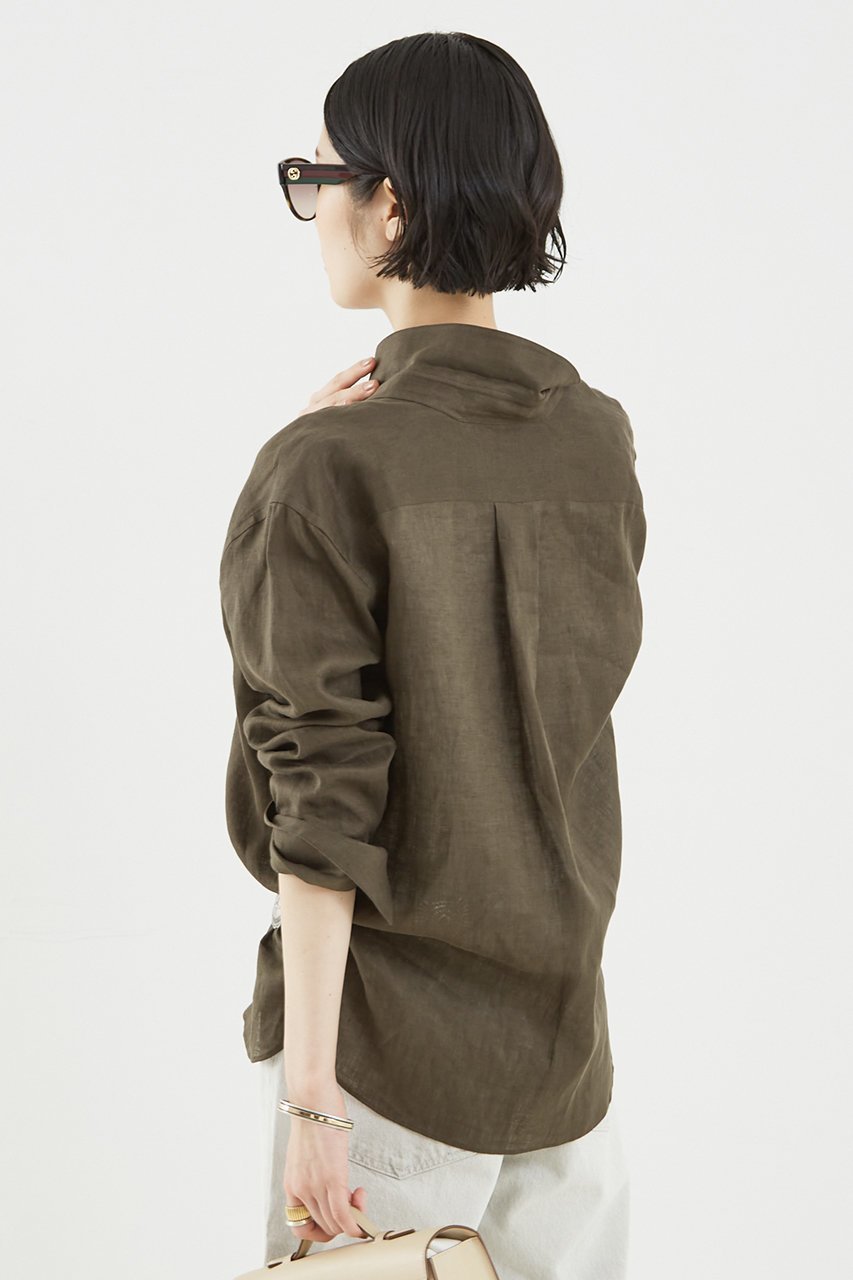 【ザ ストア バイ シー/THE STORE by C】のリネンシャツ 人気、トレンドファッション・服の通販 founy(ファニー) 　ファッション　Fashion　レディースファッション　Fashion for Women　トップス・カットソー　Cut & Sew Tops　シャツ・ブラウス・オフィスカジュアル　Elegant Blouses & Button-Ups　カシュクール　Wrap Design　スラックス　Slacks, Dress Pants　スリーブ　Sleeve, Long Sleeve / Short Sleeve　デニム　Denim, Jeans Material　リネン　Linen, Linen Fabric　ロング　Long, Long-Length　エレガント 上品　Elegant　夏　Summer　other-3|ID: prp329100004442455 ipo3291000000032907707