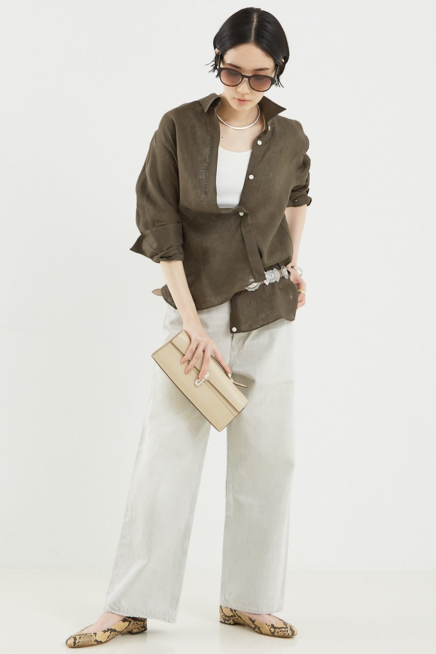 【ザ ストア バイ シー/THE STORE by C】のリネンシャツ 人気、トレンドファッション・服の通販 founy(ファニー) 　ファッション　Fashion　レディースファッション　Fashion for Women　トップス・カットソー　Cut & Sew Tops　シャツ・ブラウス・オフィスカジュアル　Elegant Blouses & Button-Ups　カシュクール　Wrap Design　スラックス　Slacks, Dress Pants　スリーブ　Sleeve, Long Sleeve / Short Sleeve　デニム　Denim, Jeans Material　リネン　Linen, Linen Fabric　ロング　Long, Long-Length　エレガント 上品　Elegant　夏　Summer　other-4|ID: prp329100004442455 ipo3291000000032907711