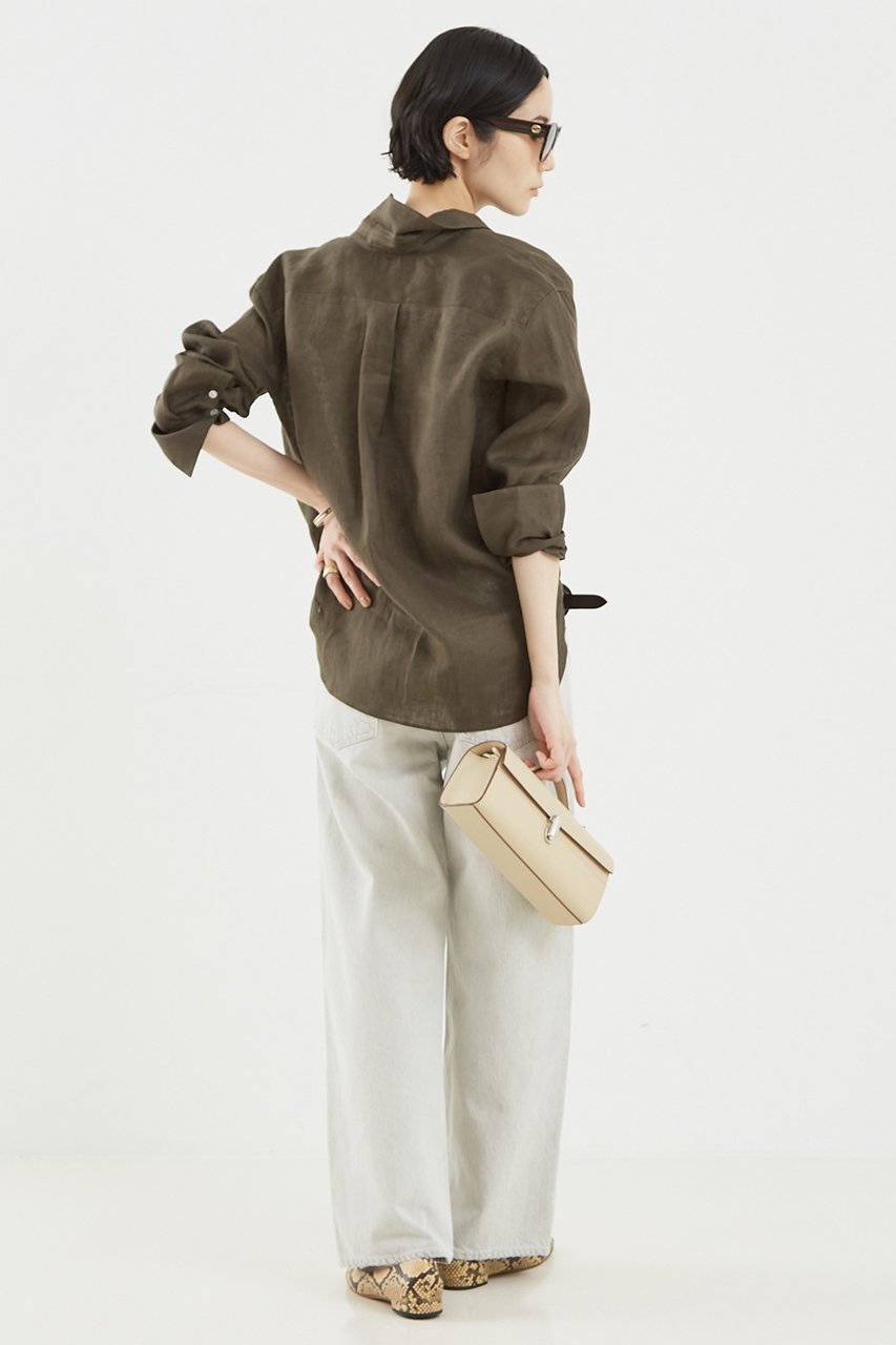 【ザ ストア バイ シー/THE STORE by C】のリネンシャツ 人気、トレンドファッション・服の通販 founy(ファニー) 　ファッション　Fashion　レディースファッション　Fashion for Women　トップス・カットソー　Cut & Sew Tops　シャツ・ブラウス・オフィスカジュアル　Elegant Blouses & Button-Ups　カシュクール　Wrap Design　スラックス　Slacks, Dress Pants　スリーブ　Sleeve, Long Sleeve / Short Sleeve　デニム　Denim, Jeans Material　リネン　Linen, Linen Fabric　ロング　Long, Long-Length　エレガント 上品　Elegant　夏　Summer　other-6|ID: prp329100004442455 ipo3291000000032907716