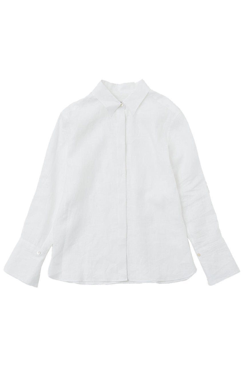 【ザ ストア バイ シー/THE STORE by C】のリネンシャツ インテリア・キッズ・メンズ・レディースファッション・服の通販 founy(ファニー) 　ファッション　Fashion　レディースファッション　Fashion for Women　トップス・カットソー　Cut & Sew Tops　シャツ・ブラウス・オフィスカジュアル　Elegant Blouses & Button-Ups　カシュクール　Wrap Design　スラックス　Slacks, Dress Pants　スリーブ　Sleeve, Long Sleeve / Short Sleeve　デニム　Denim, Jeans Material　リネン　Linen, Linen Fabric　ロング　Long, Long-Length　エレガント 上品　Elegant　夏　Summer　ホワイト|ID: prp329100004442455 ipo3291000000035366483