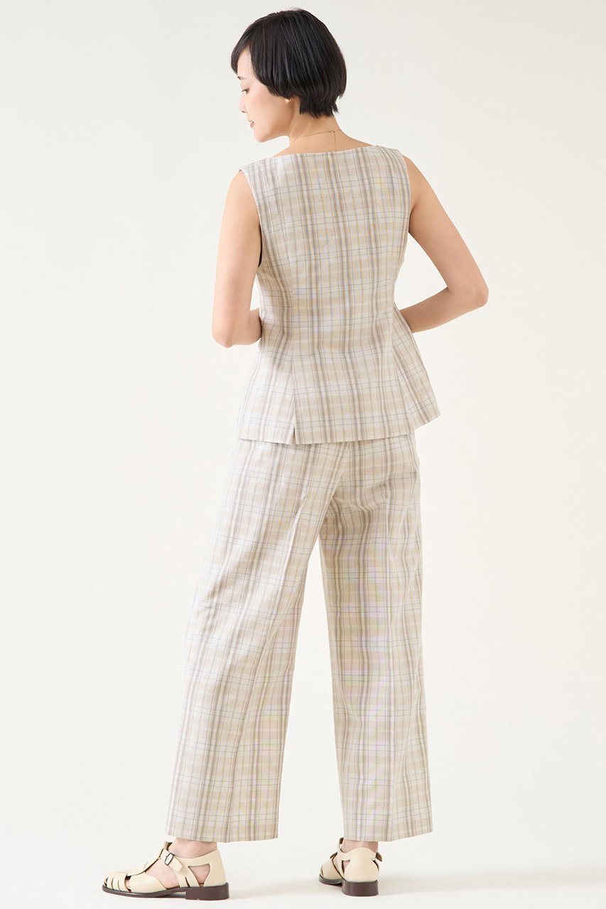 【マルティニーク/martinique】の平織サマーチェックポプリンタックパンツ(セットアップ可) 人気、トレンドファッション・服の通販 founy(ファニー) ファッション Fashion レディースファッション Fashion for Women セットアップ Matching Sets レディースパンツ・ボトムス Pants & Trousers / Bottoms パンツ Pants & Trousers おすすめ Recommended / Our Picks サマー Summer, Summer Style セットアップ Set-Up, Coordinated Outfit チェック Check, Plaid, Tartan リラックス Relax, Relaxed Fit 無地 Plain, Solid Color other-6|ID: prp329100004442502 ipo3291000000035682272
