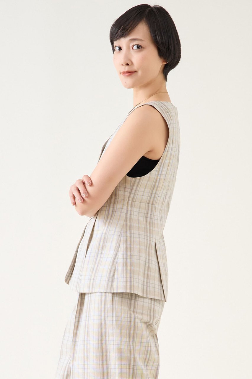【マルティニーク/martinique】の平織サマーチェックポプリンジレ(セットアップ可) 人気、トレンドファッション・服の通販 founy(ファニー) 　ファッション　Fashion　レディースファッション　WOMEN　アウター　Coat Outerwear　ジャケット　Jackets　おすすめ　Recommend　サマー　Summer　ジャケット　Jacket　スキッパー　Skipper　セットアップ　Set Up　チェック　Check　フレアースカート　Flared Skirt　ベスト　Vest　リラックス　Relax　無地　Plain Color　other-2|ID: prp329100004442506 ipo3291000000031255799