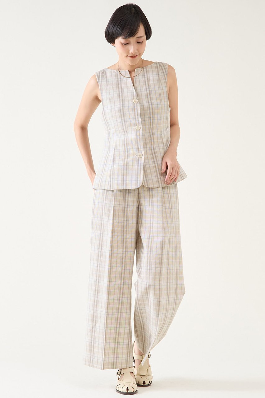 【マルティニーク/martinique】の平織サマーチェックポプリンジレ(セットアップ可) 人気、トレンドファッション・服の通販 founy(ファニー) 　ファッション　Fashion　レディースファッション　Fashion for Women　アウター　Coat / Outerwear Collection　レディースジャケット・軽アウター　Jackets　おすすめ　Recommended / Our Picks　サマー　Summer, Summer Style　ジャケット　Jacket, Outerwear　スキッパー　Skipper, Open Collar　セットアップ　Set-Up, Coordinated Outfit　チェック　Check, Plaid, Tartan　フレアースカート　Flared Skirt, A-Line Skirt　ベスト　Vest, Waistcoat　リラックス　Relax, Relaxed Fit　無地　Plain, Solid Color　other-4|ID: prp329100004442506 ipo3291000000035042050